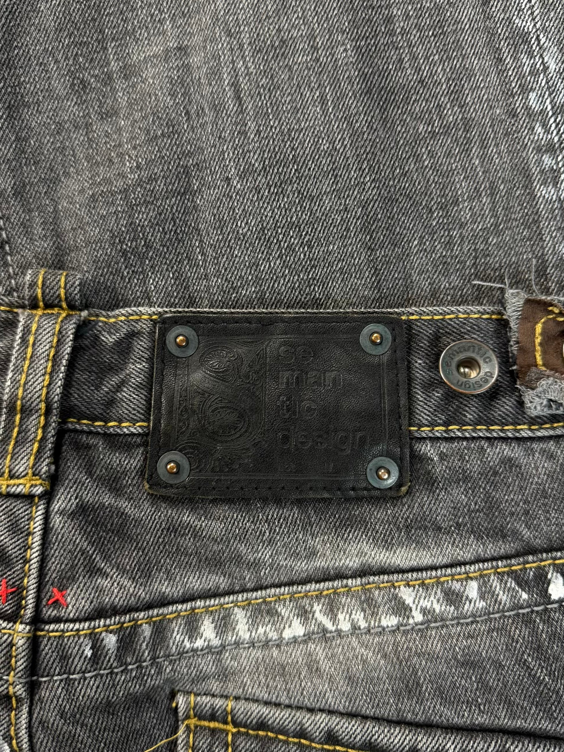 Early 00s SemanticDesign Multi-zip Paint Splattered Flare Denim