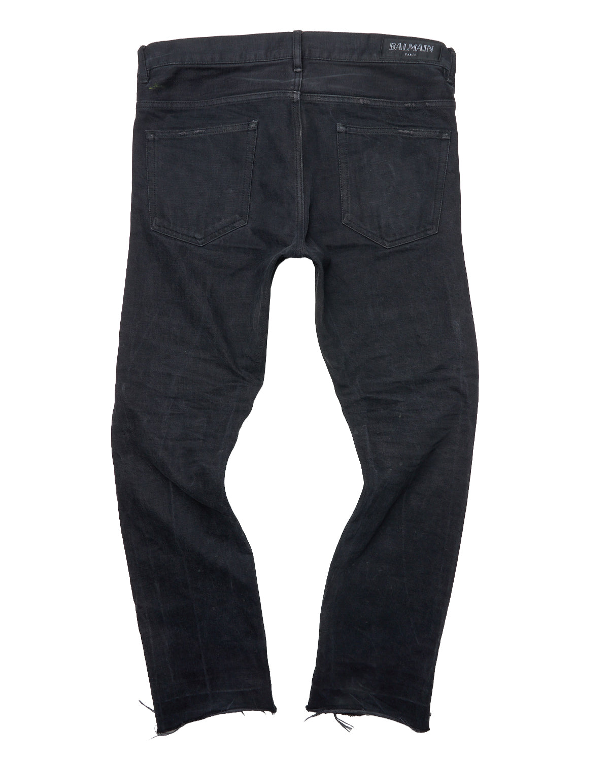 Mid 10s Balmain Washed Black Selvedge Biker Denim