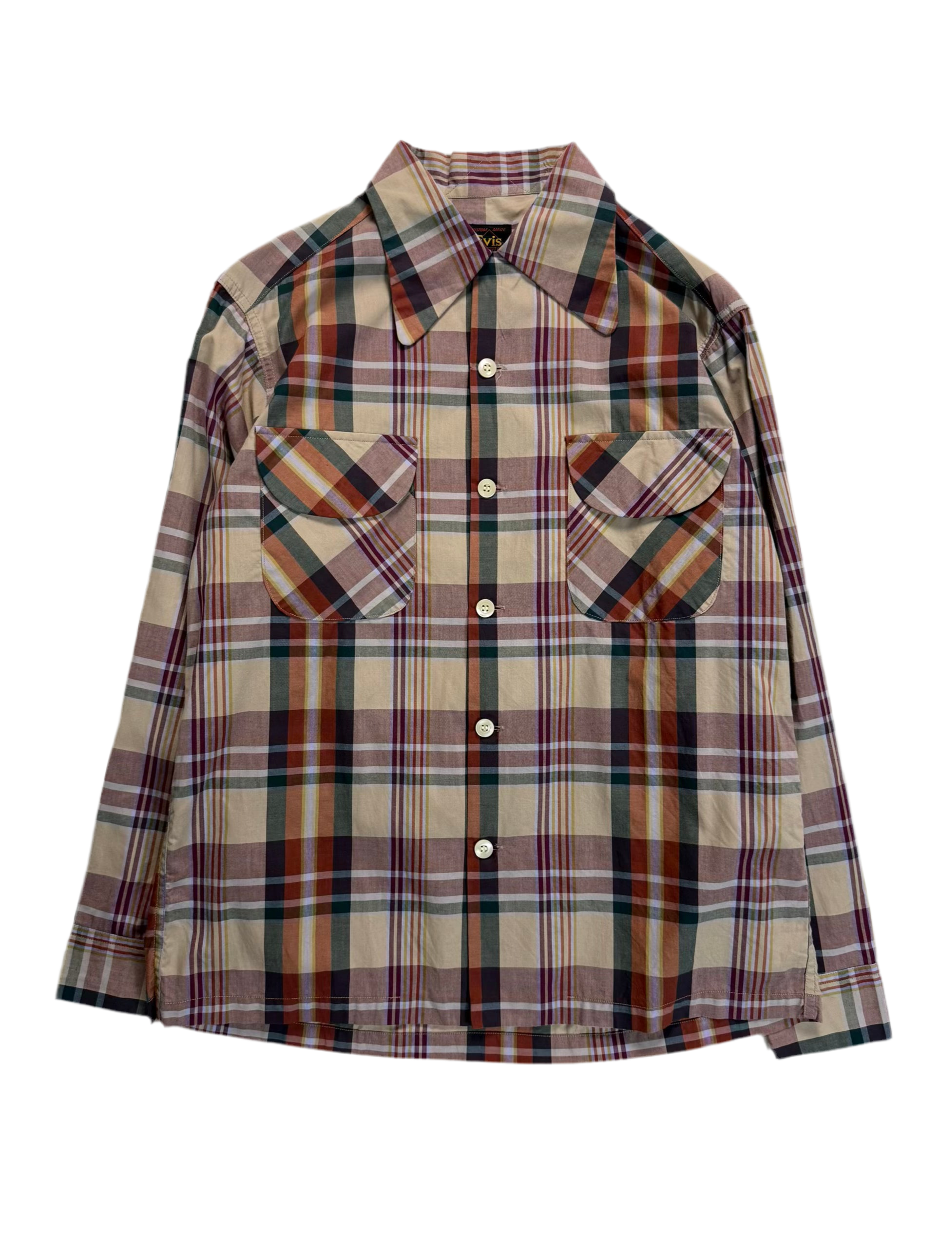 90s Evis Plaid Loop-Collar Shirt