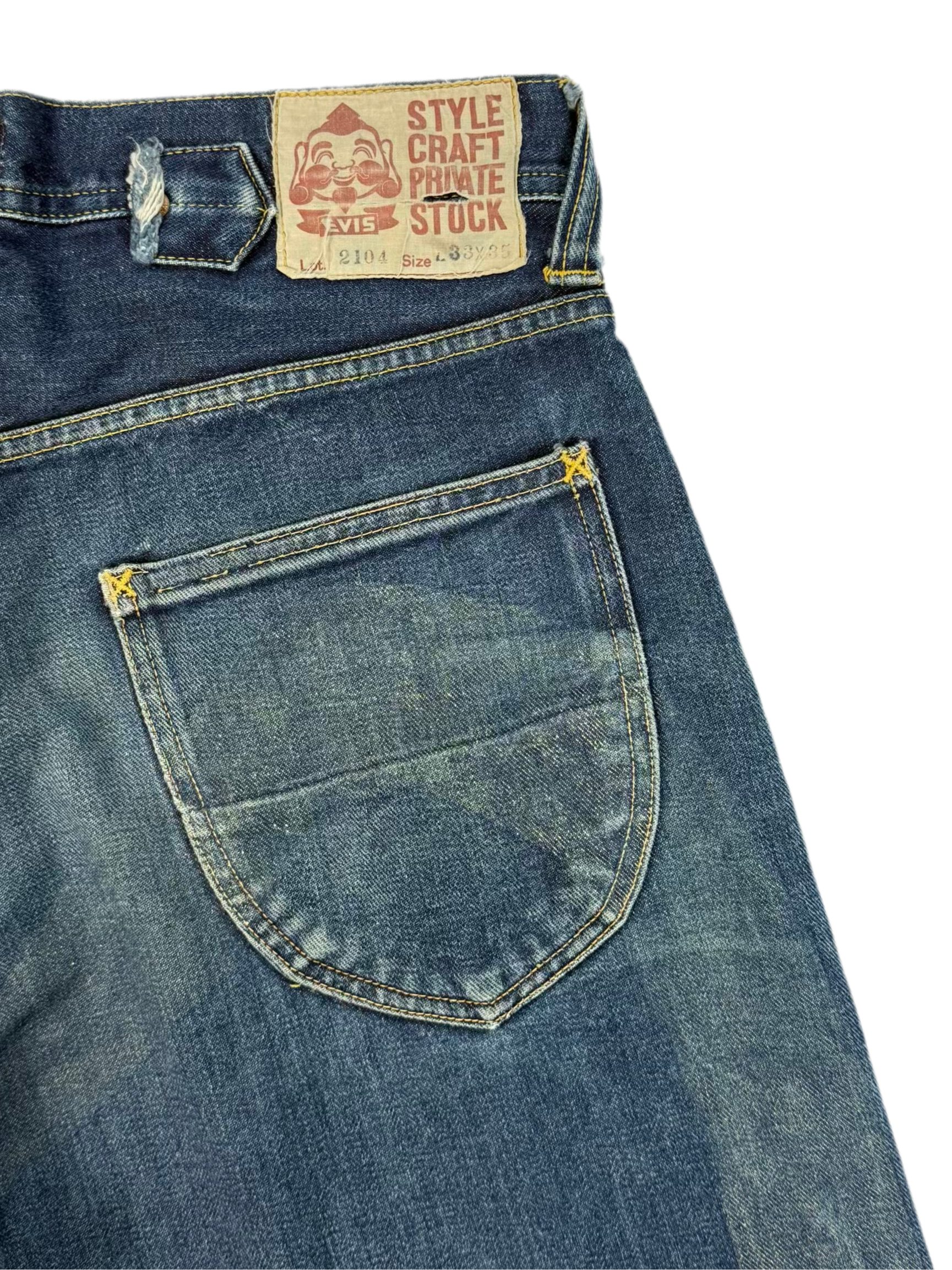 90s EVIS Hand-Paint Diakoku Crop Selvedge Jeans
