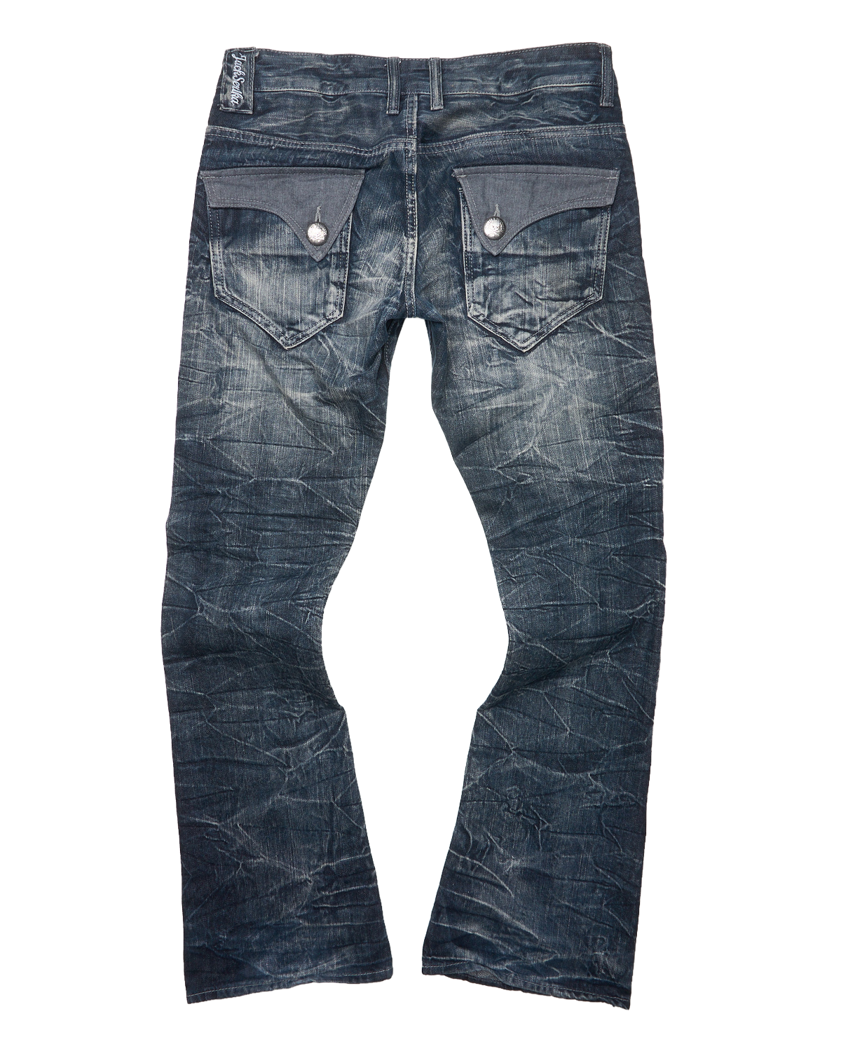 Early 00s JACK SERIKA Web Embroidered Whiskered Flare Denim