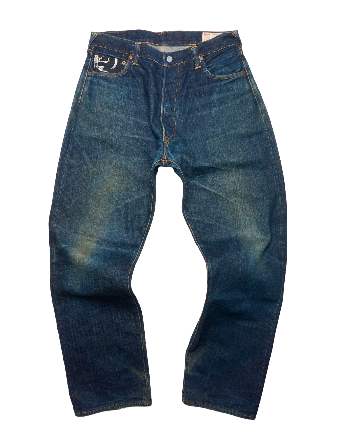 Early 00s EVISU Jacquard Pocket Hand-Paint Selvedge Jeans