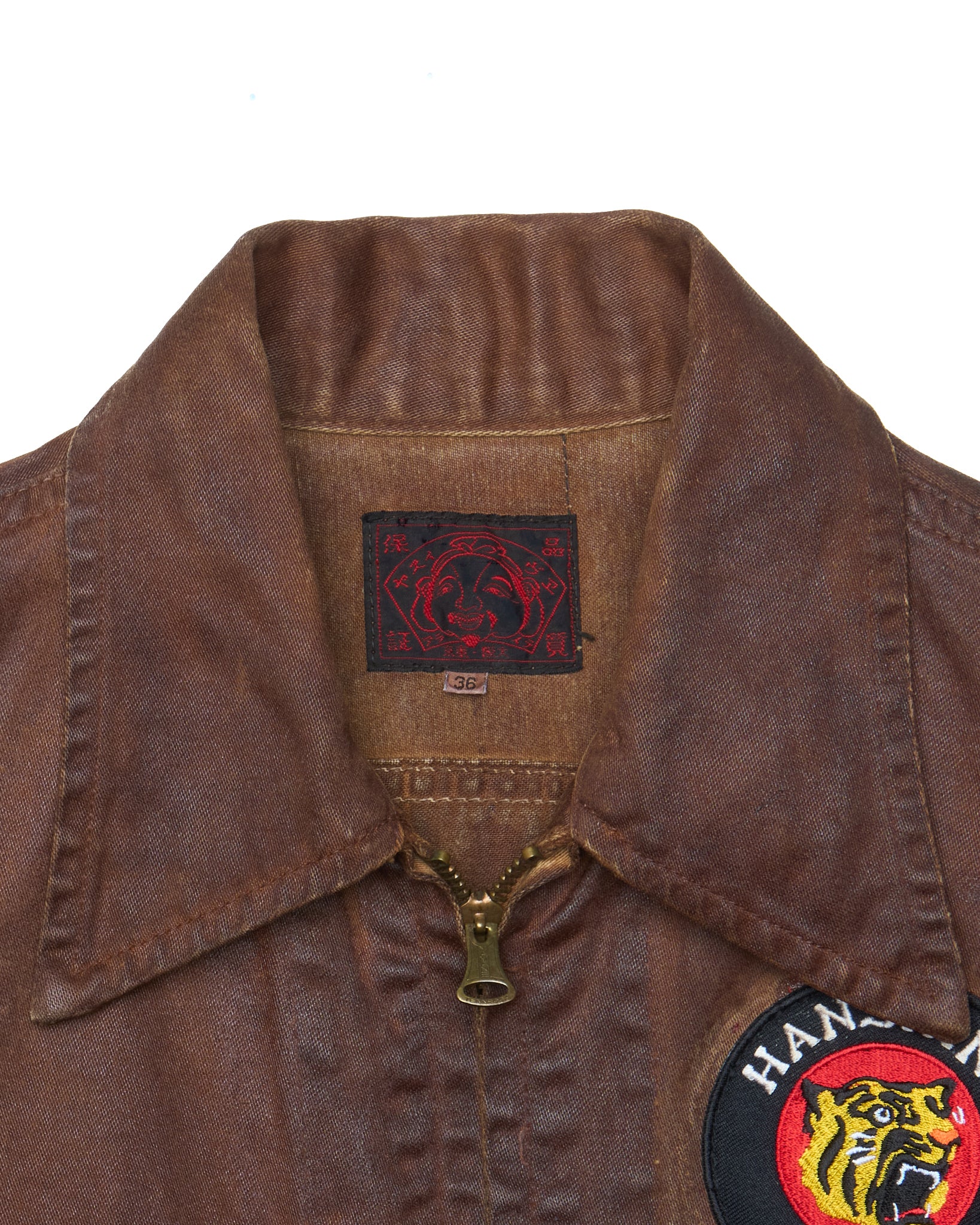 90s EVIS x Hanshin Tigers Hand-Paint Over-dye Waxed 101-J Cowboy Zip-Jacket