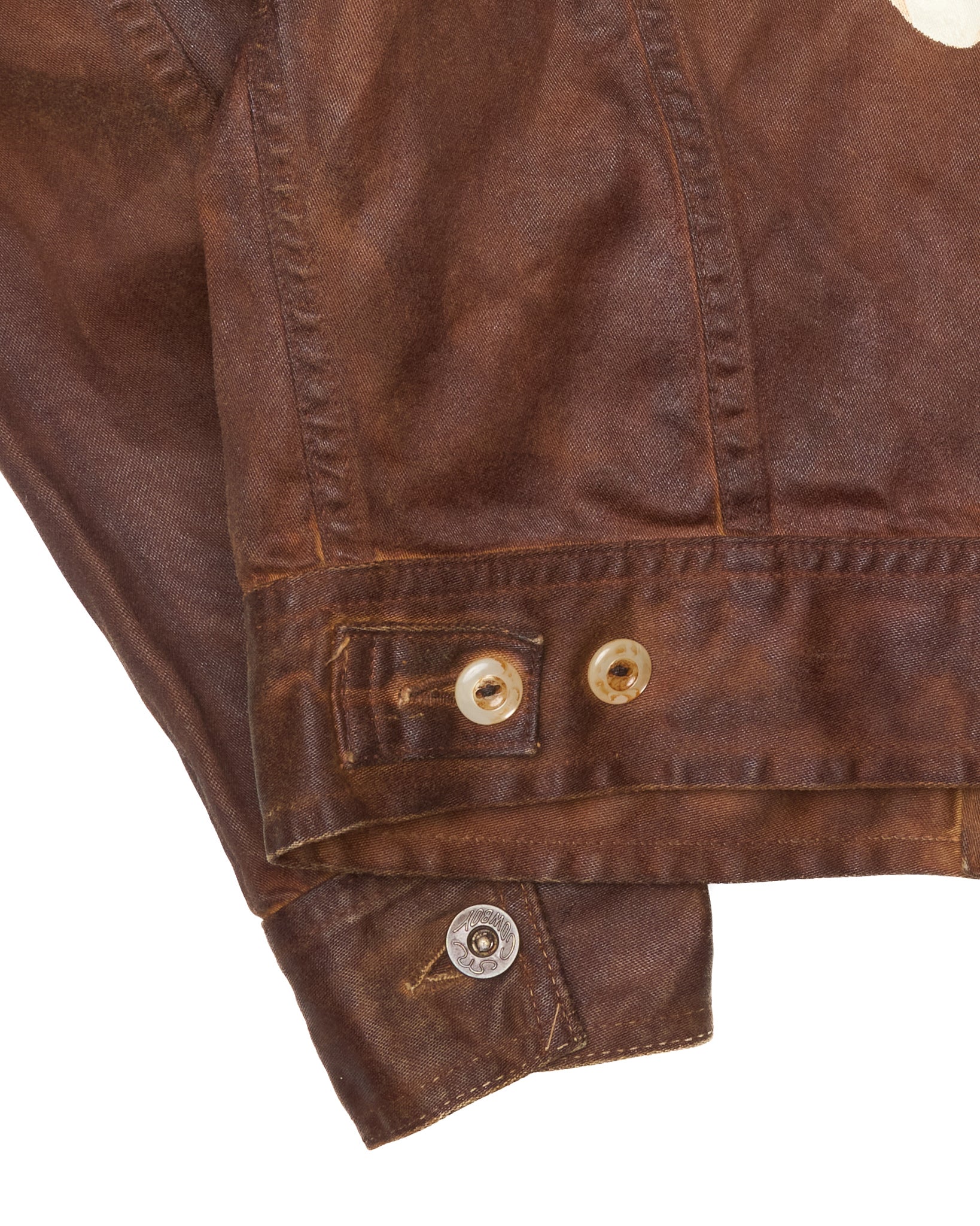 90s EVIS x Hanshin Tigers Hand-Paint Over-dye Waxed 101-J Cowboy Zip-Jacket