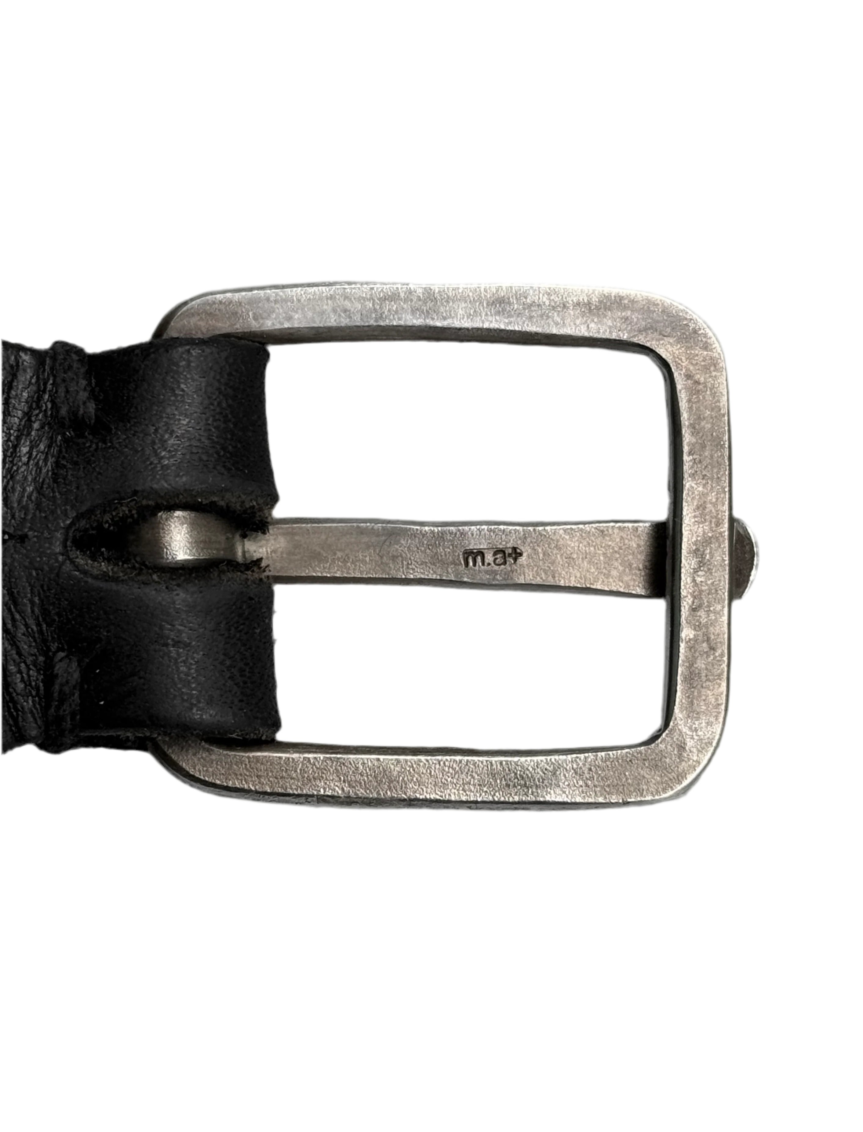 M.A+ by Maurizio Amadei Calfskin Leather Silver Cross Belt