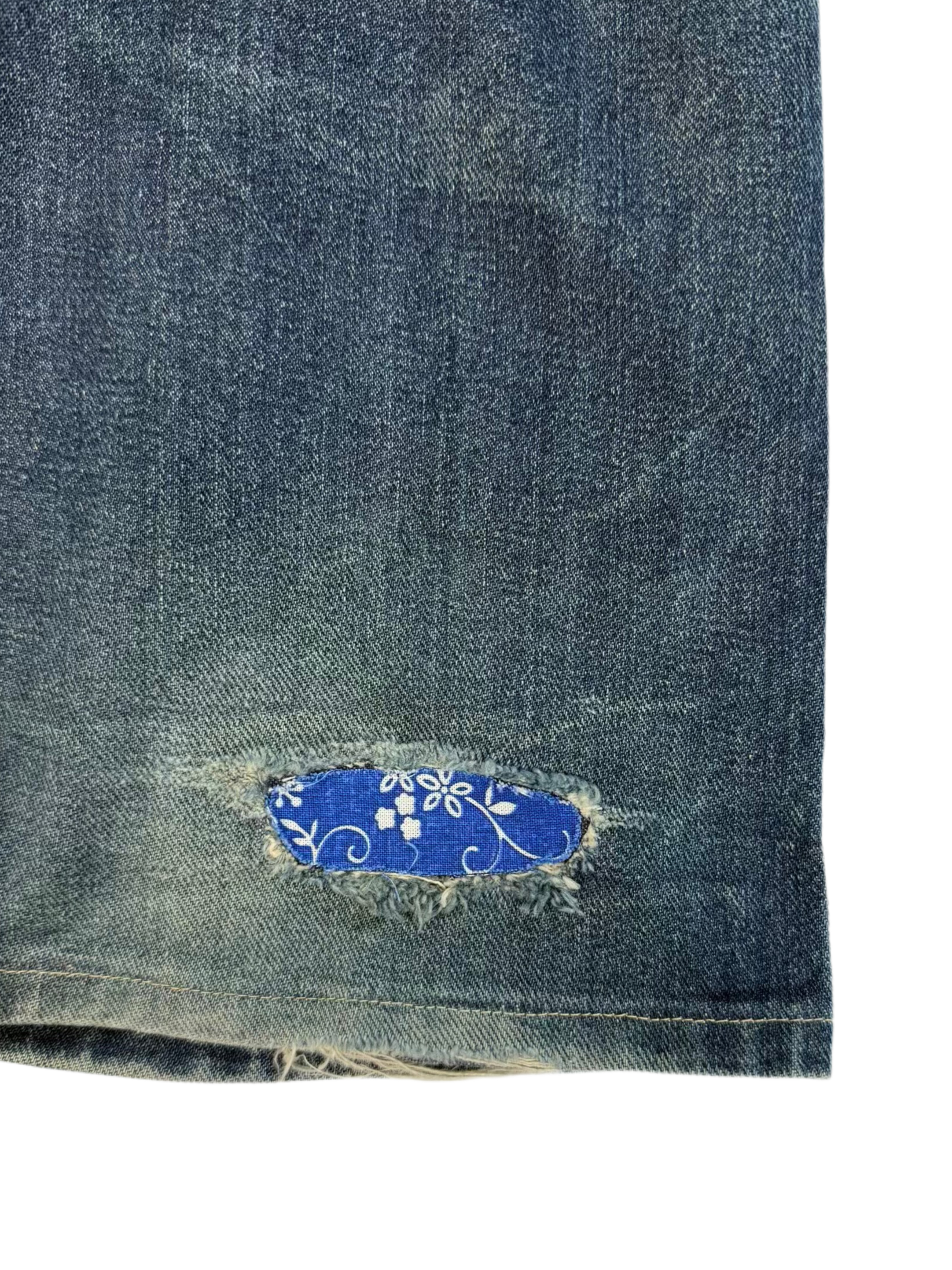 90s EVIS Hand-Paint Diakoku Crop Selvedge Jeans