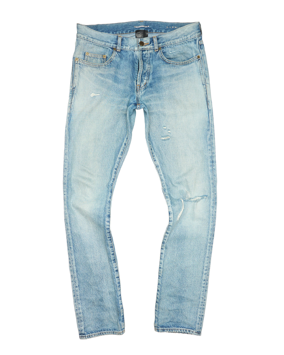 2010s Saint Laurent Paris 'D13' Faded Light Indigo Denim