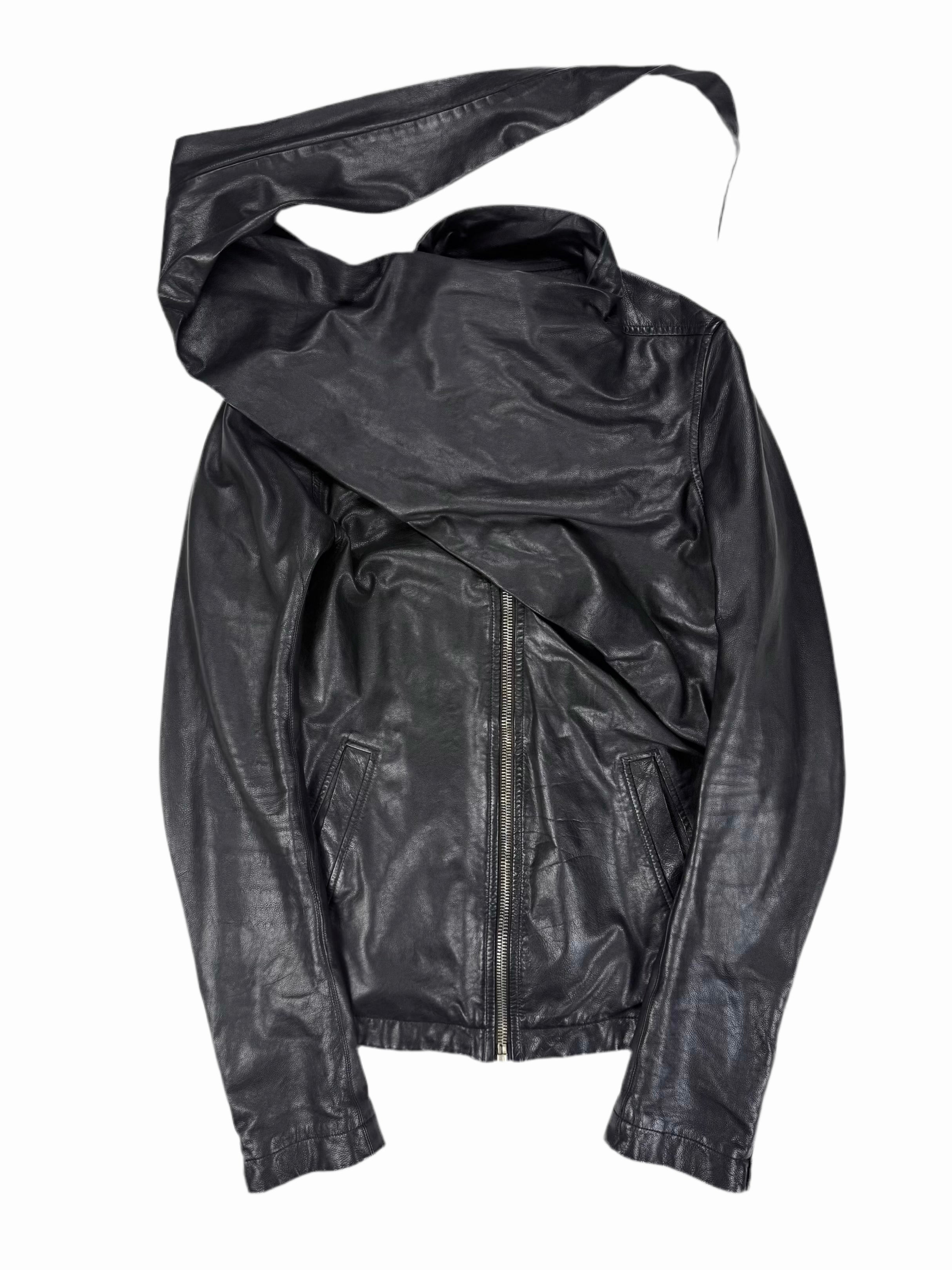 S/S11 “LIMO” Rick Owens Calfskin Leather Scarf Collar Jacket