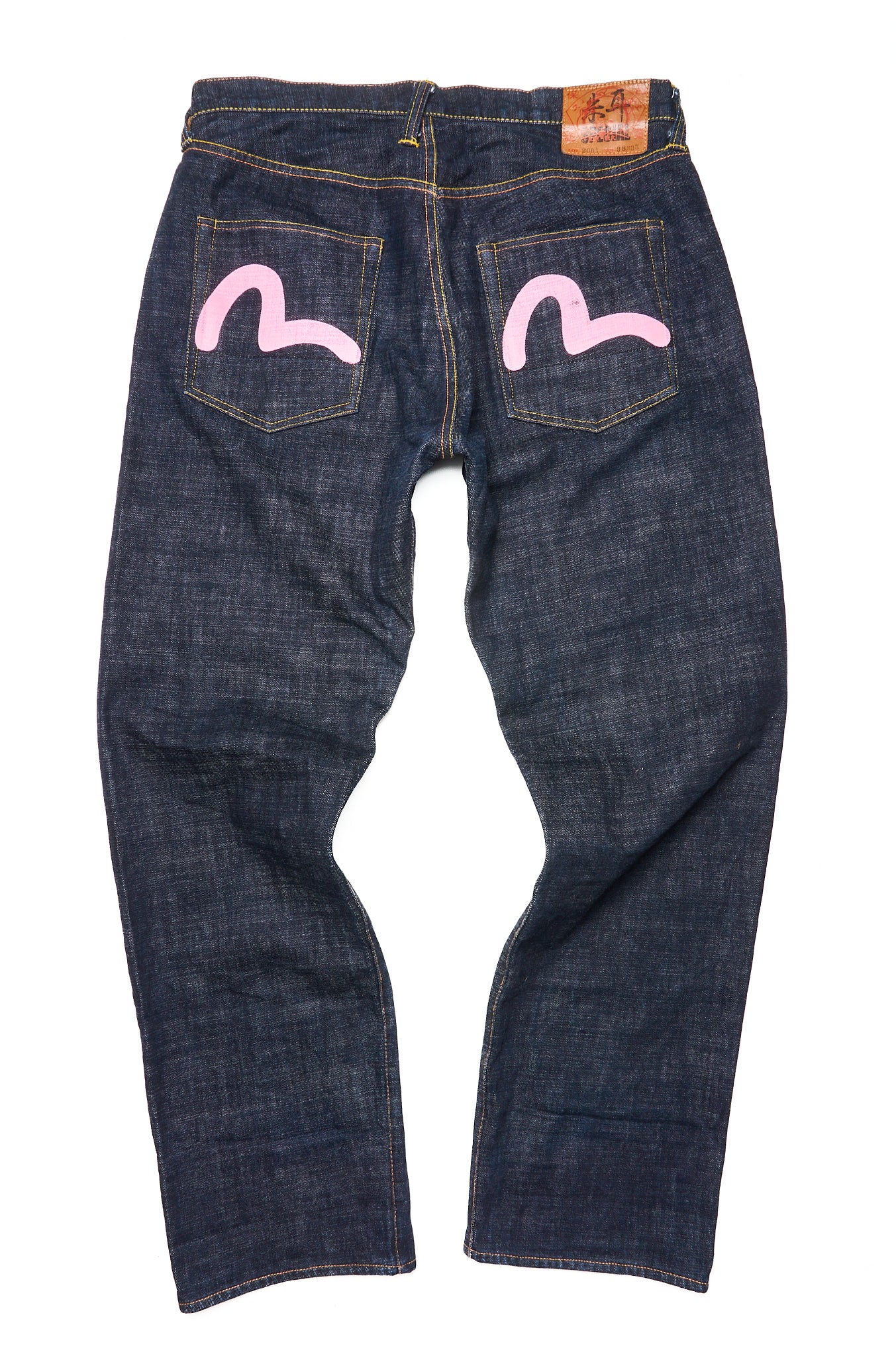 Early 2000s EVISU Pink Seagull Print Selvedge Jeans