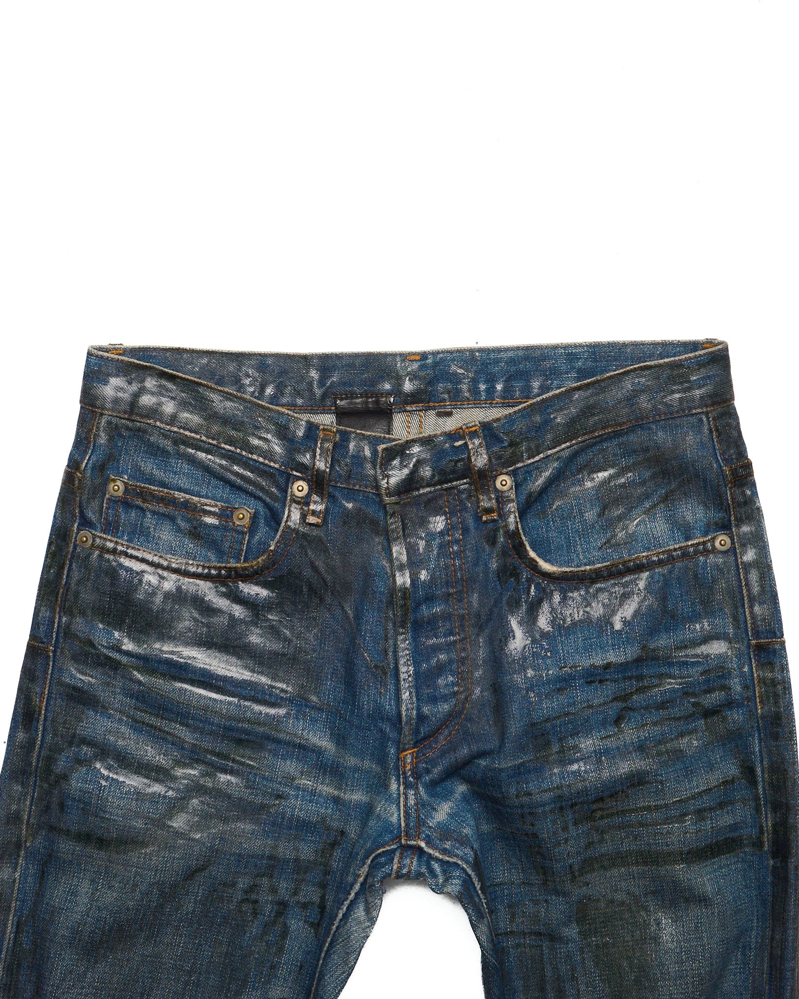 A/W07 DIOR HOMME by Hedi Slimane 'Luster' Vinyl Wax Coated Skinny Blue Denim