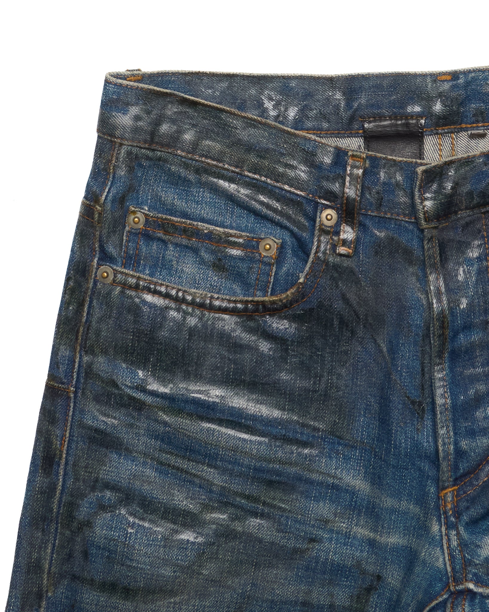 A/W07 DIOR HOMME by Hedi Slimane 'Luster' Vinyl Wax Coated Skinny Blue Denim