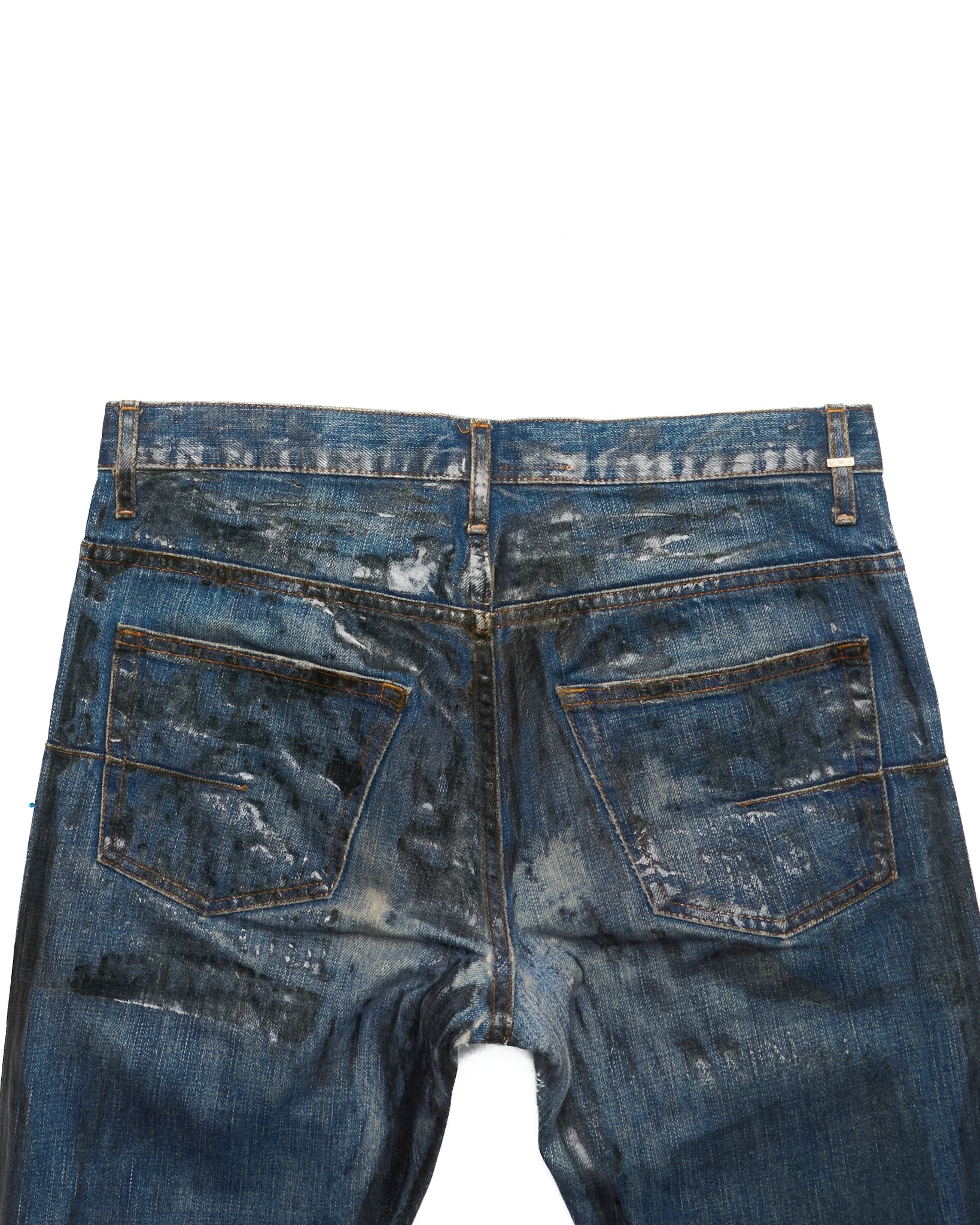 A/W07 DIOR HOMME by Hedi Slimane 'Luster' Vinyl Wax Coated Skinny Blue Denim