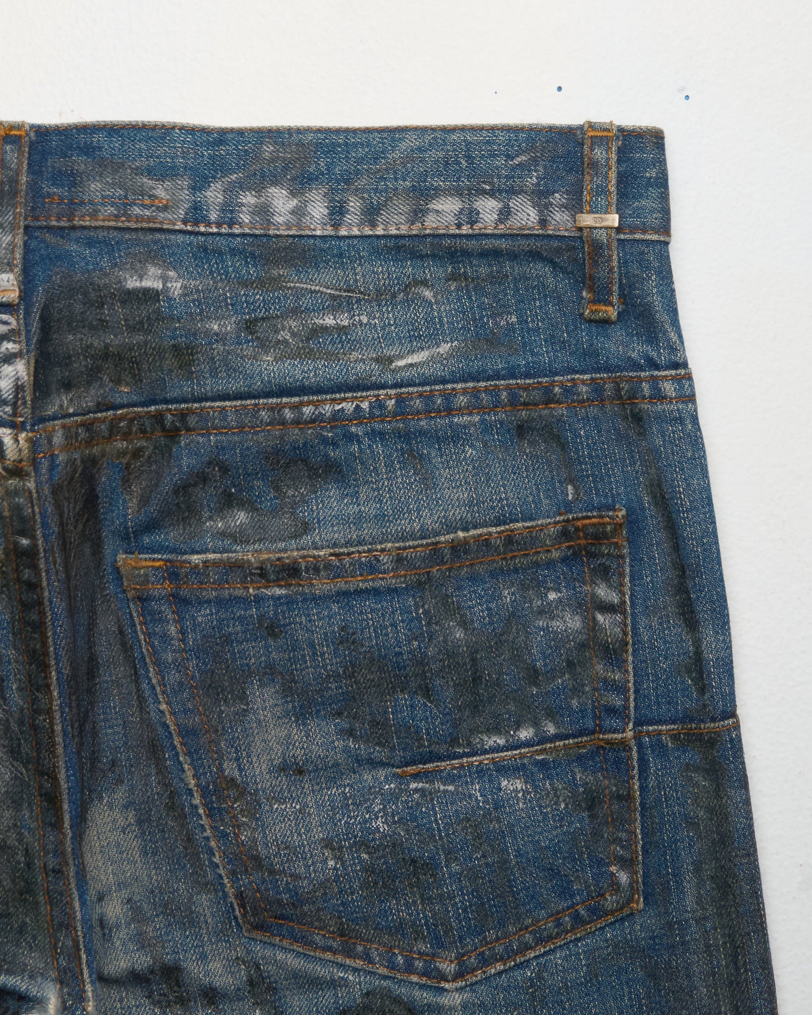 A/W07 DIOR HOMME by Hedi Slimane 'Luster' Vinyl Wax Coated Skinny Blue Denim