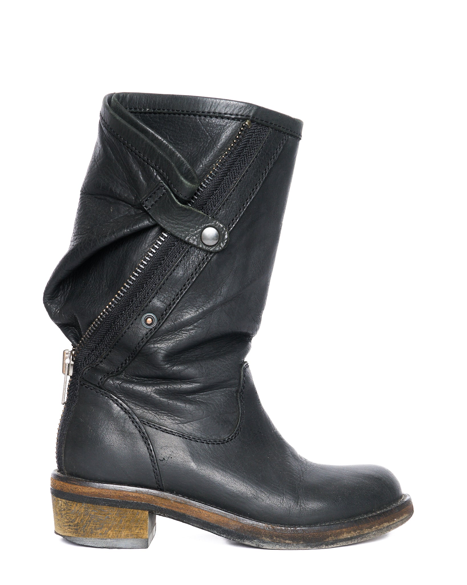 A/W10 Haider Ackermann Back-Zip Leather Anthracite Boots