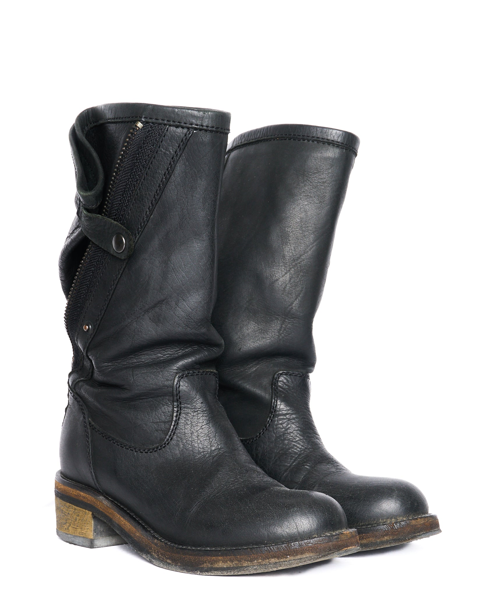 A/W10 Haider Ackermann Back-Zip Leather Anthracite Boots