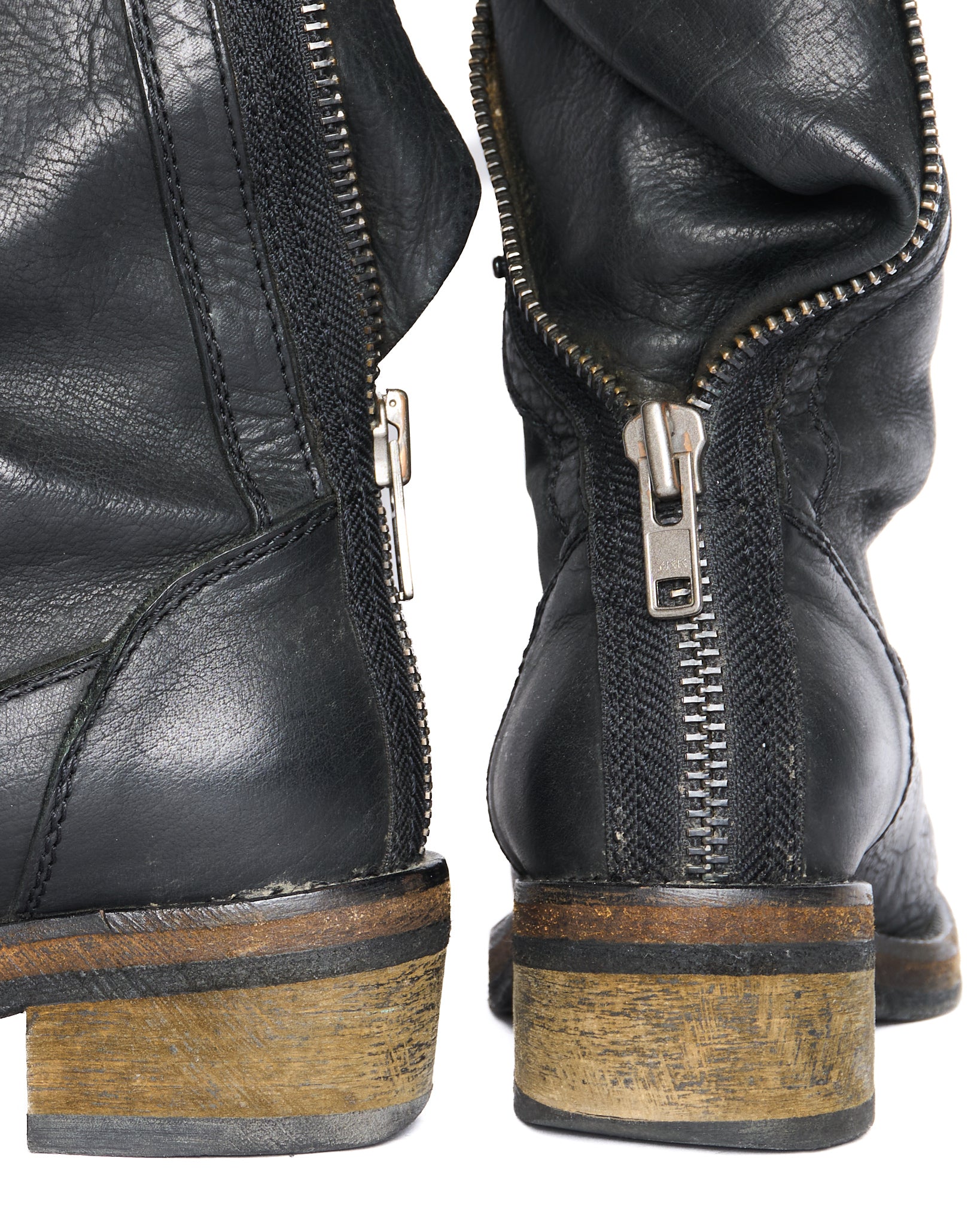 A/W10 Haider Ackermann Back-Zip Leather Anthracite Boots
