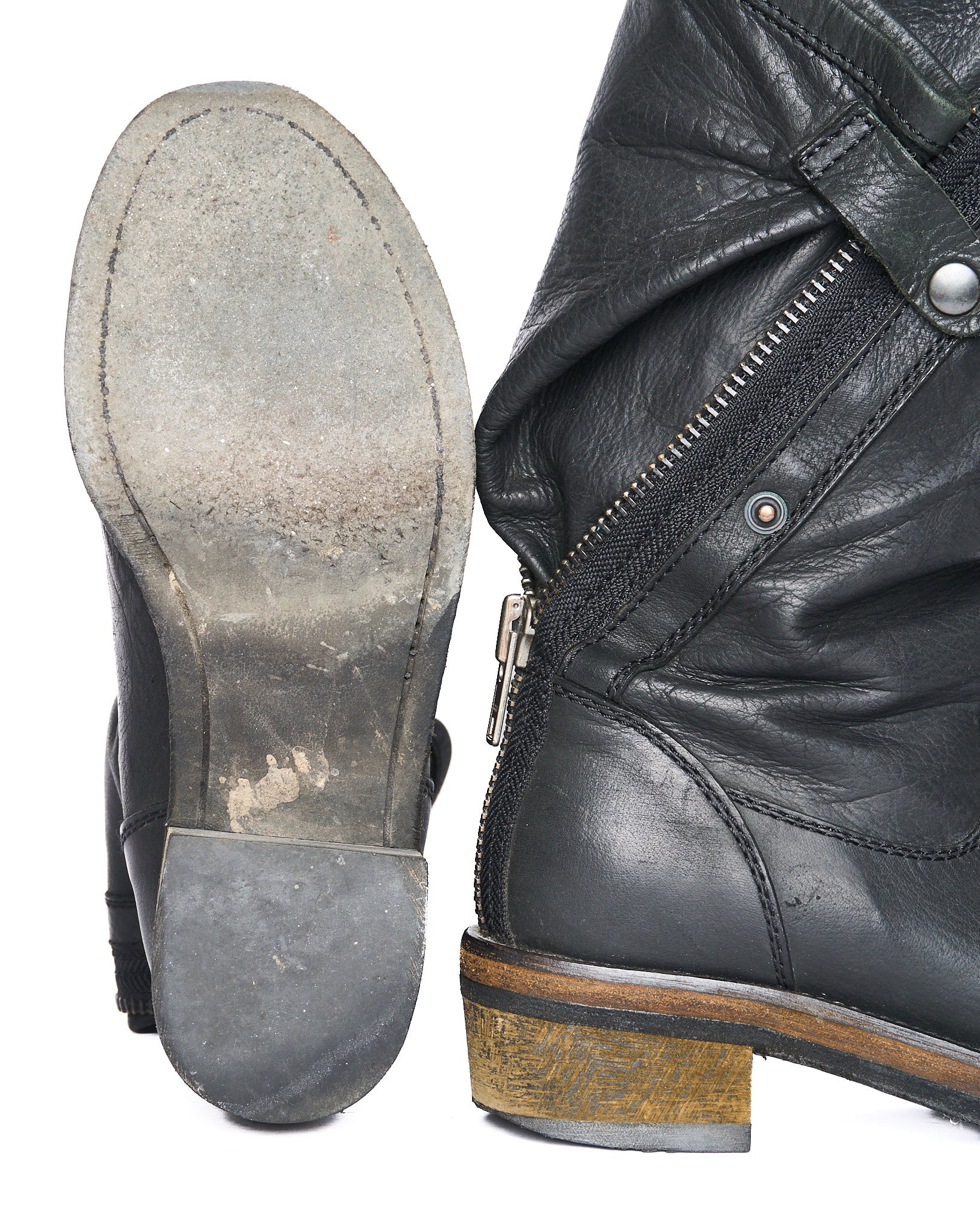 A/W10 Haider Ackermann Back-Zip Leather Anthracite Boots