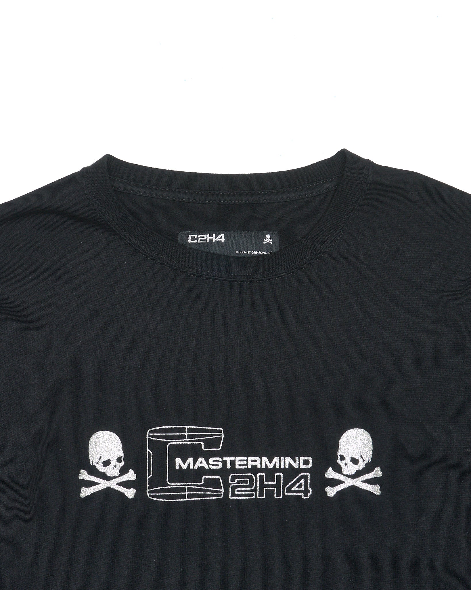 A/W19 mastermind JAPAN x C2H4 Glitter Skull Graphic Long-Sleeve Layered Tee