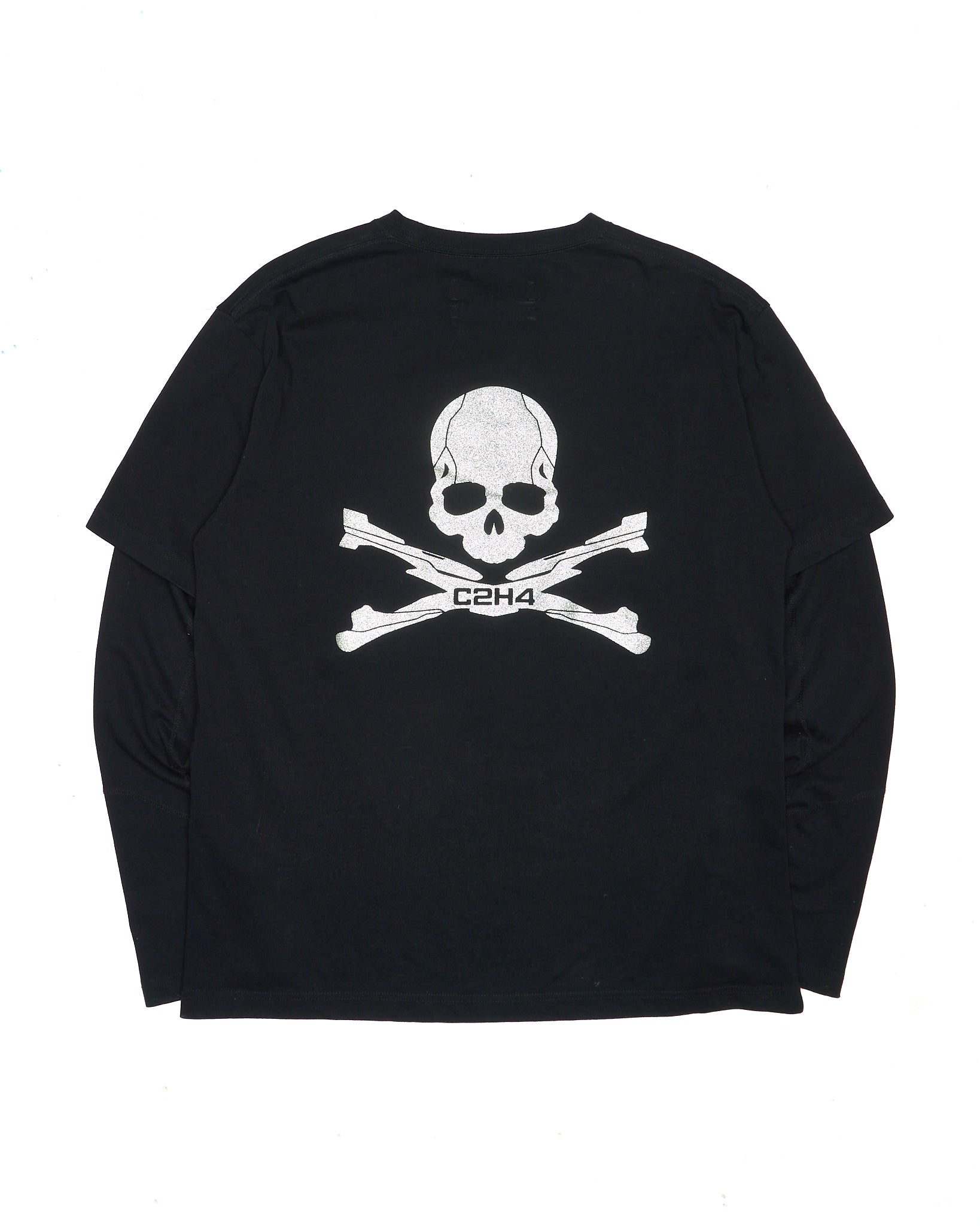 A/W19 mastermind JAPAN x C2H4 Glitter Skull Graphic Long-Sleeve Layered Tee