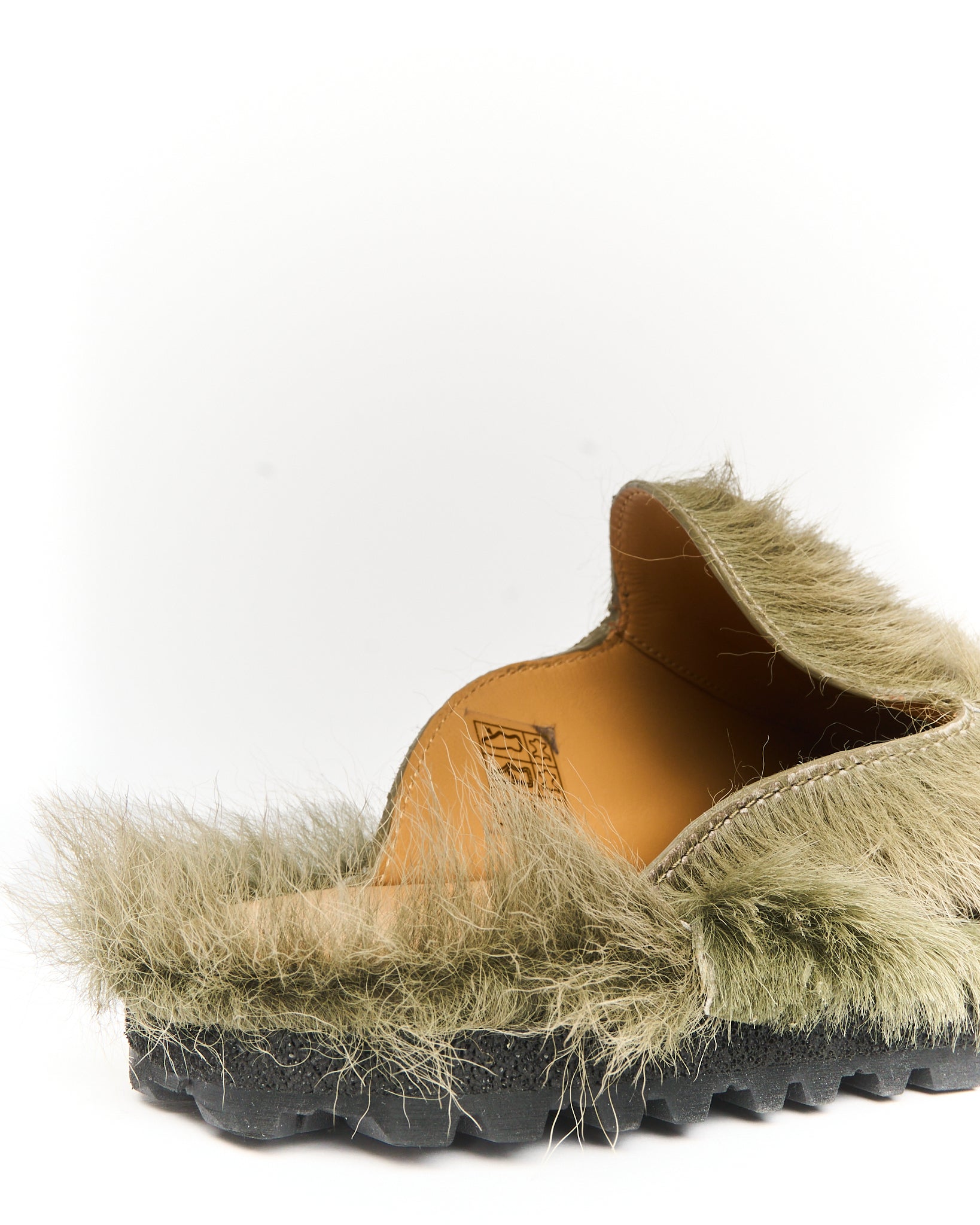 A/W25 Dries Van Noten Sage Green Pony Hair Mules