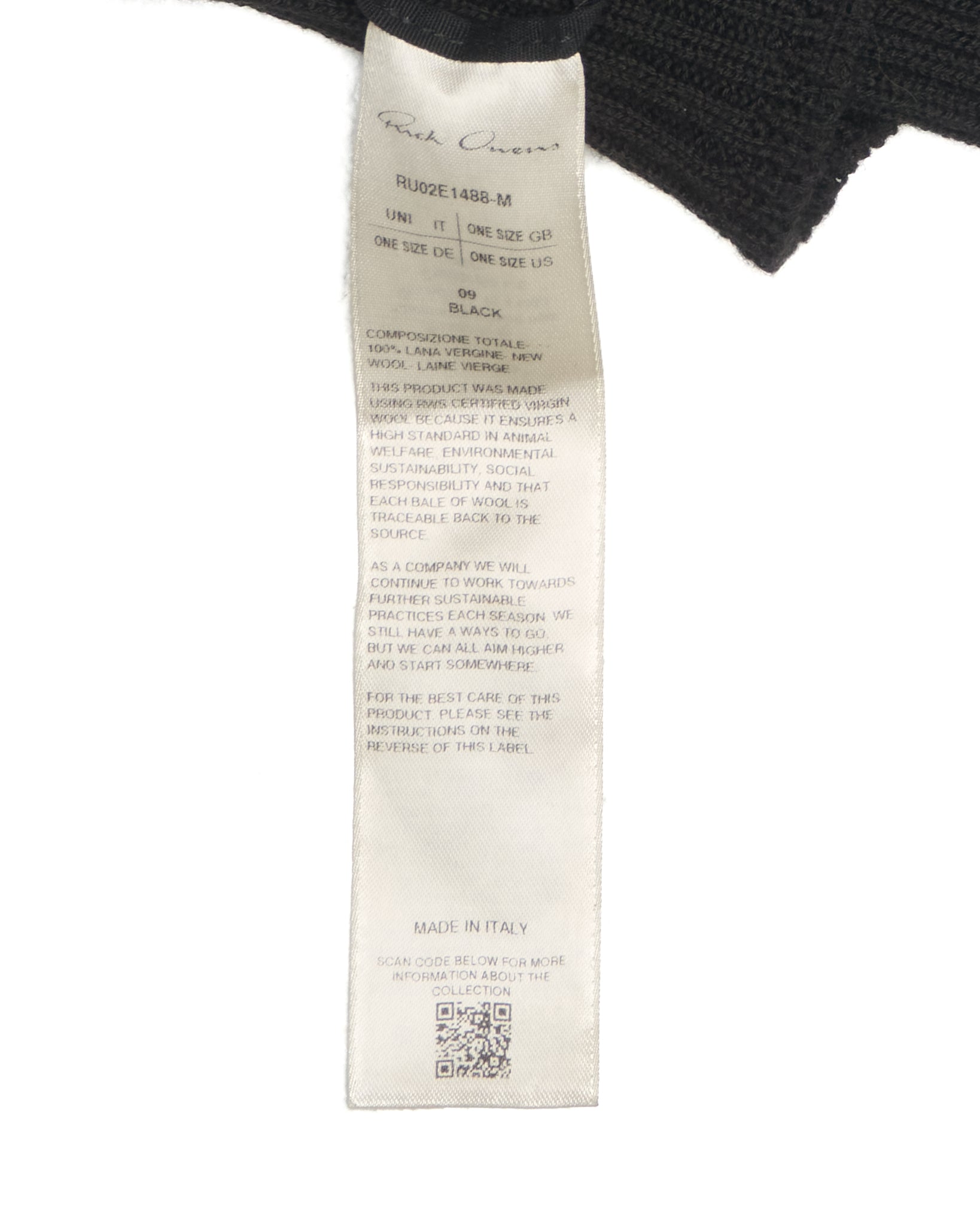 A/W25 Rick Owens "CONCORDIANS" Virgin Wool Rib Knit Arm Warmers