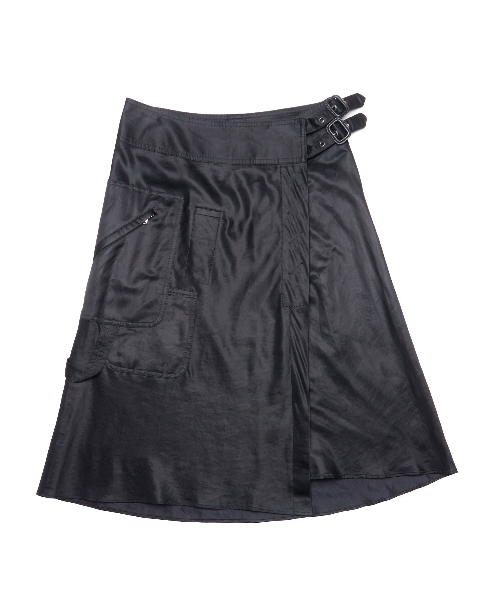 CoSTUME NATIONAL Double Belted Black Skirt