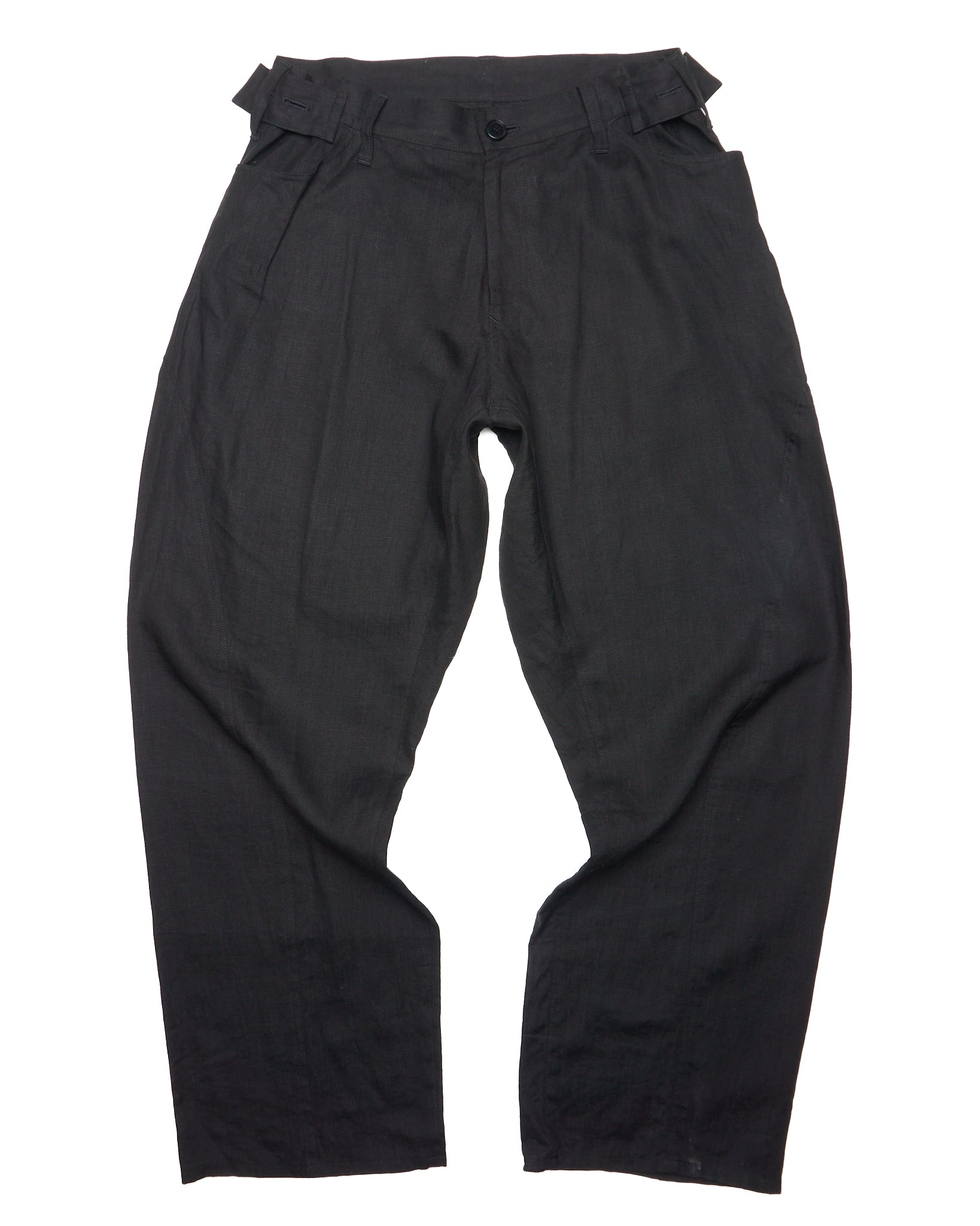 Mid 00s Yohji Yamamoto Sheer Linen Side Button Trousers