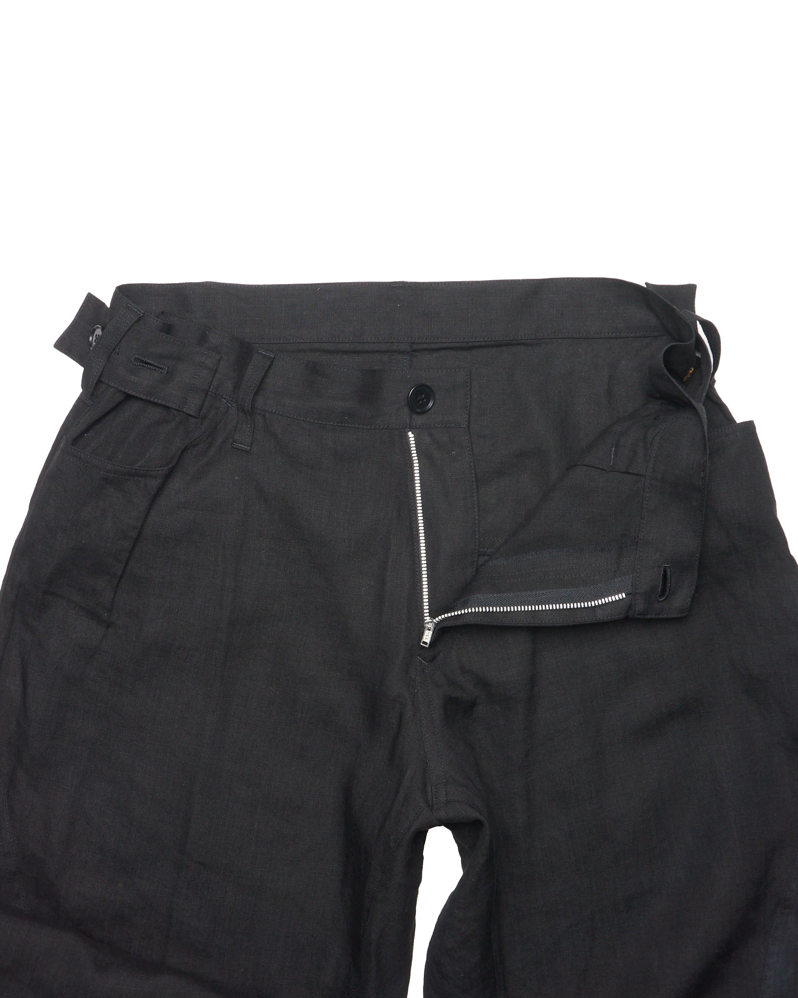 Mid 00s Yohji Yamamoto Sheer Linen Side Button Trousers