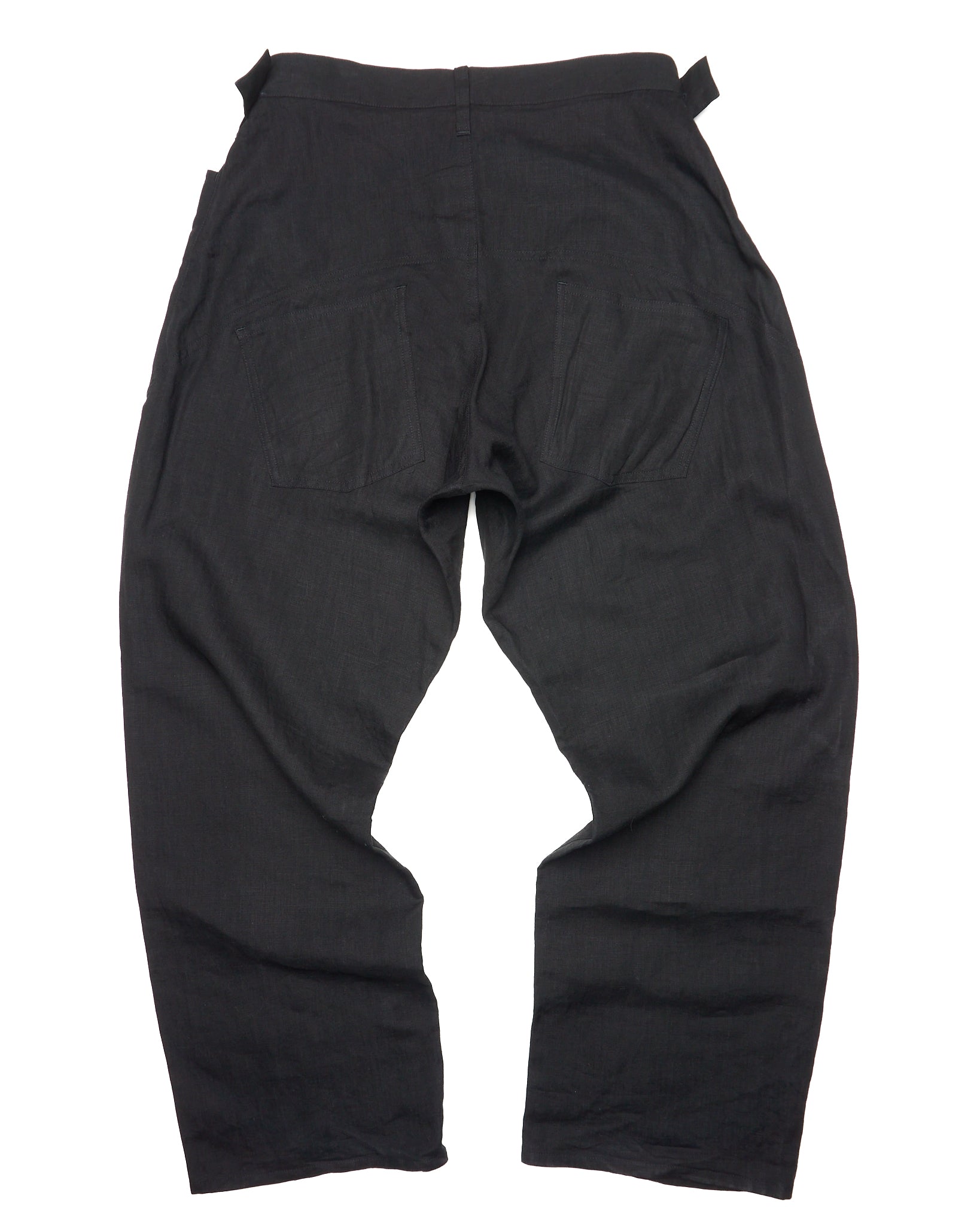 Mid 00s Yohji Yamamoto Sheer Linen Side Button Trousers