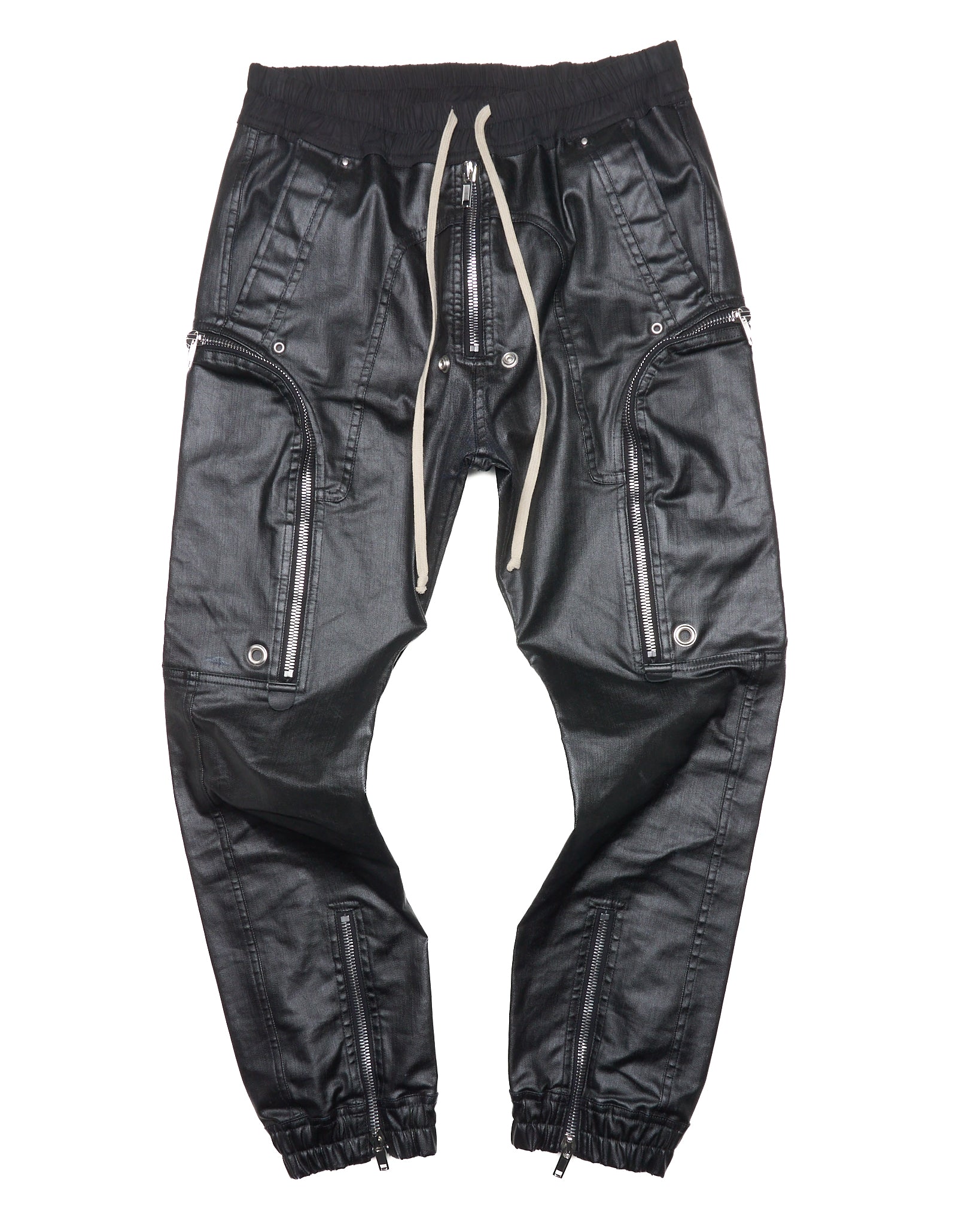 S/S20 Rick Owens ‘TECUATL’ Coated Linen Cargo Joggers