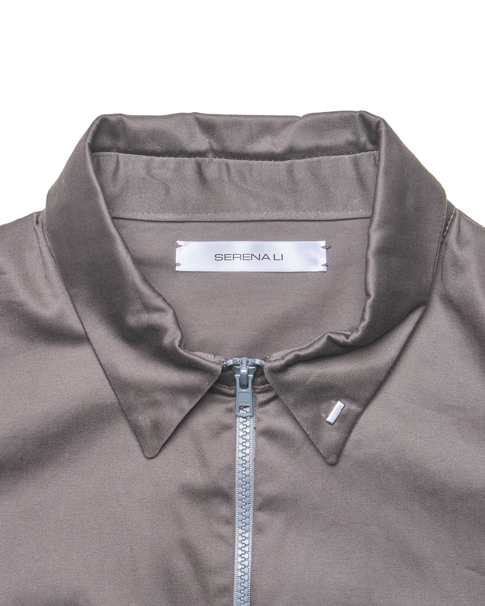 Serena Li Taupe Throat Latch Front-Zip Work Jacket