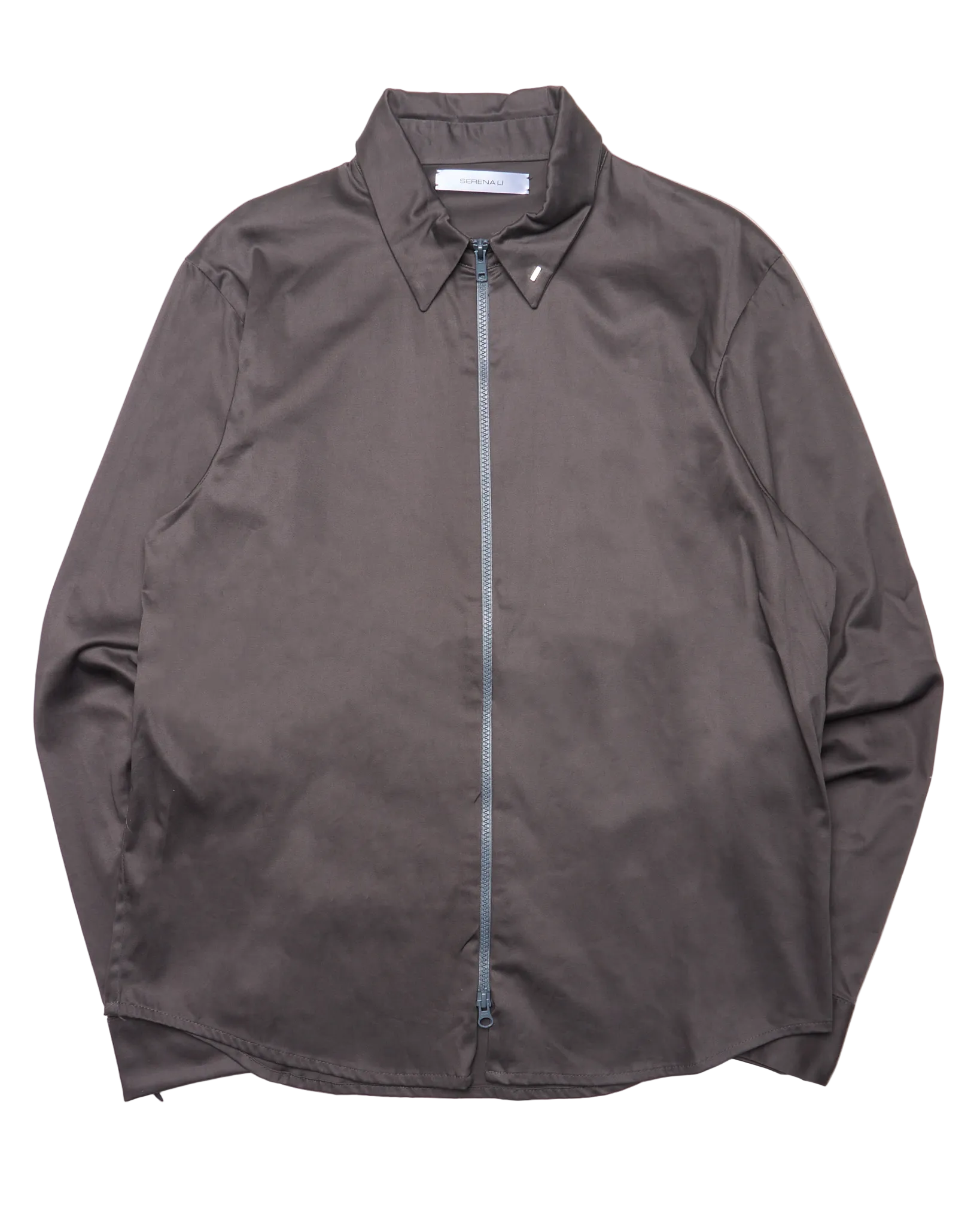 Serena Li Taupe Throat Latch Front-Zip Work Jacket