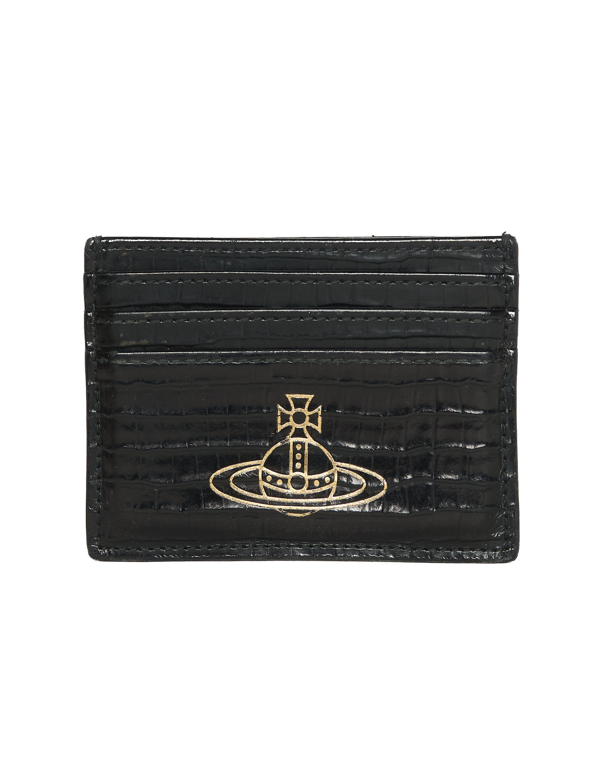 Vivienne Westwood Orb Black Patent Croc Effect Card Holder