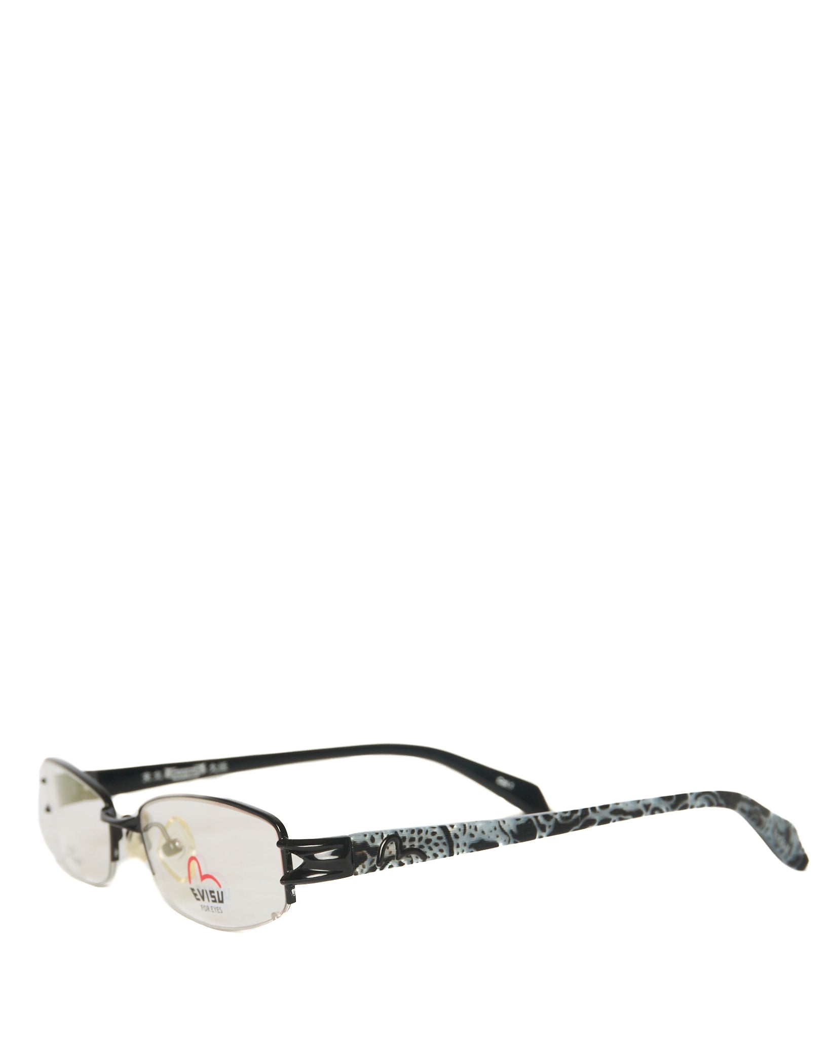 Early 00s EVISU Floral Acetate Clear Glasses