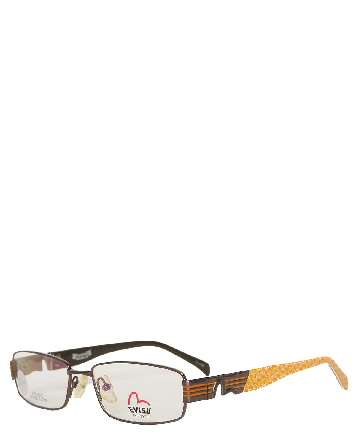 Early 00s EVISU Orange Stripe Clear Glasses