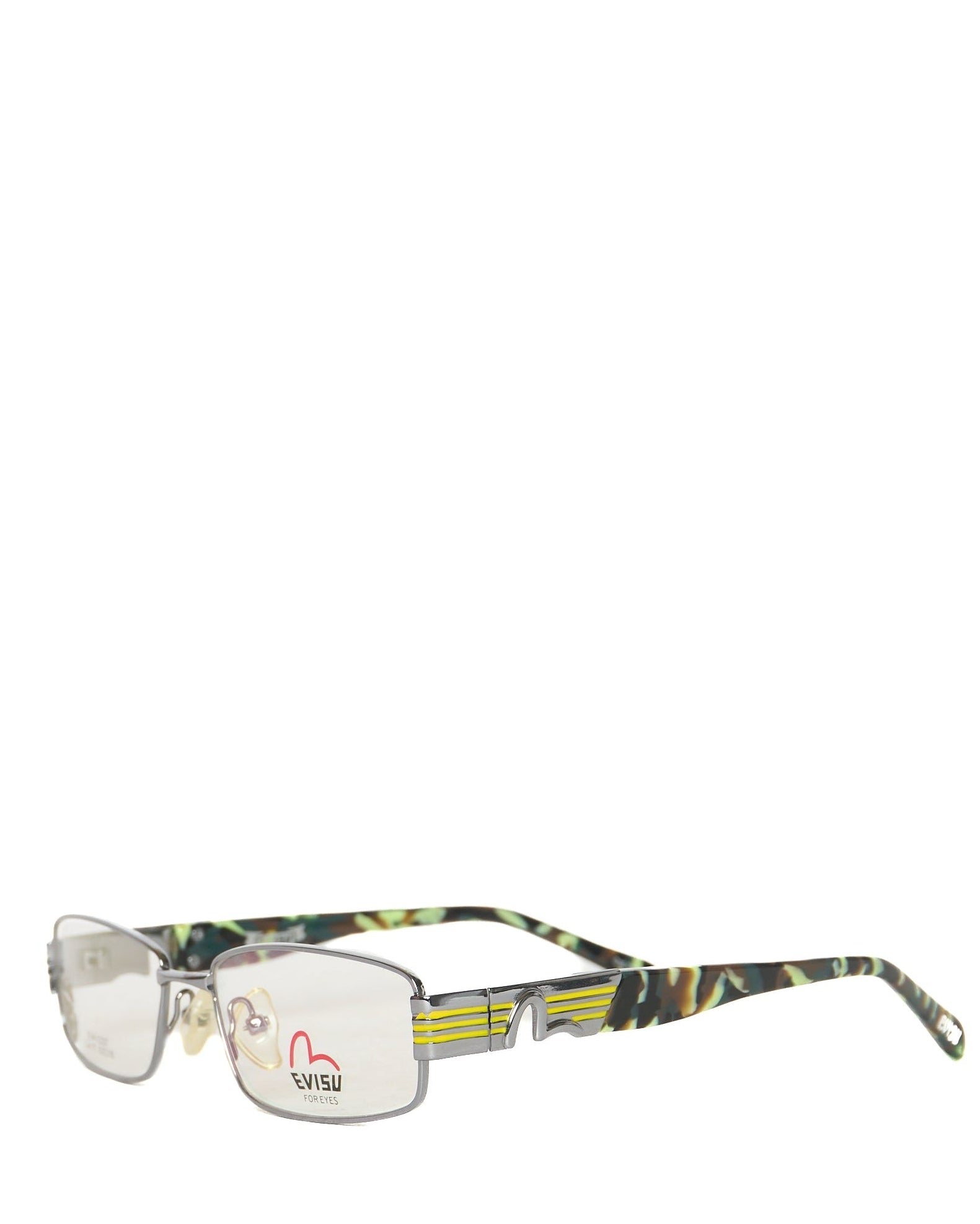 Early 00s EVISU Yellow Stripe Clear Glasses