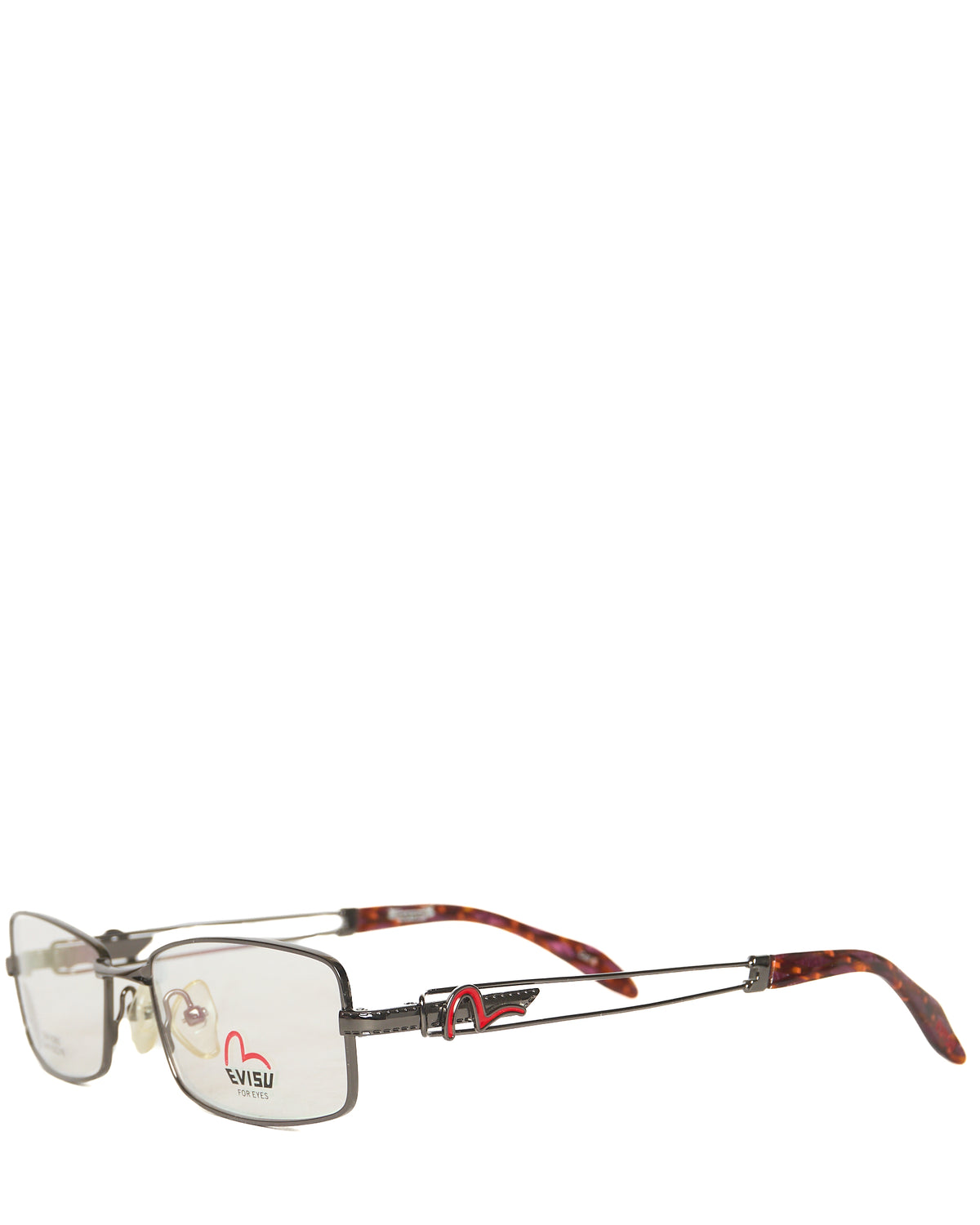 Early 00s EVISU Red Marble Seagull Clear Glasses
