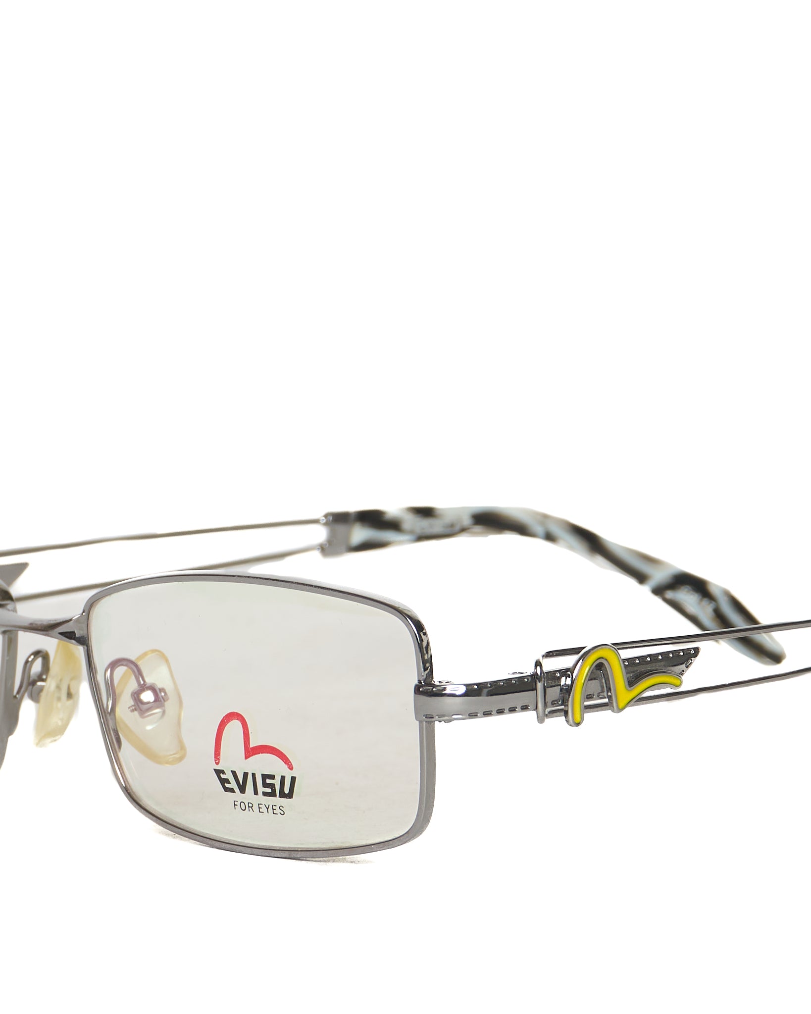 Early 00s EVISU White Marble Seagull Clear Glasses