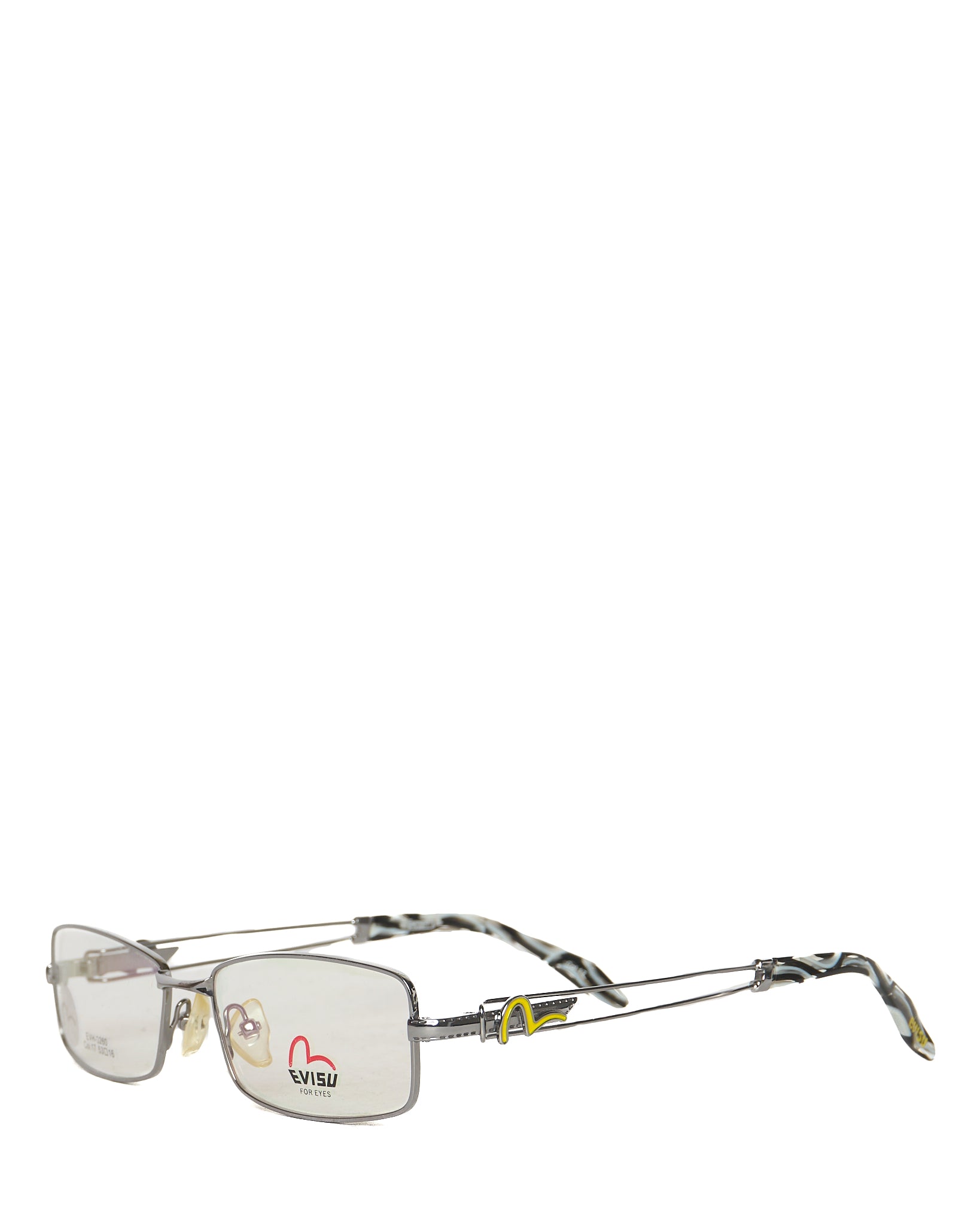 Early 00s EVISU White Marble Seagull Clear Glasses