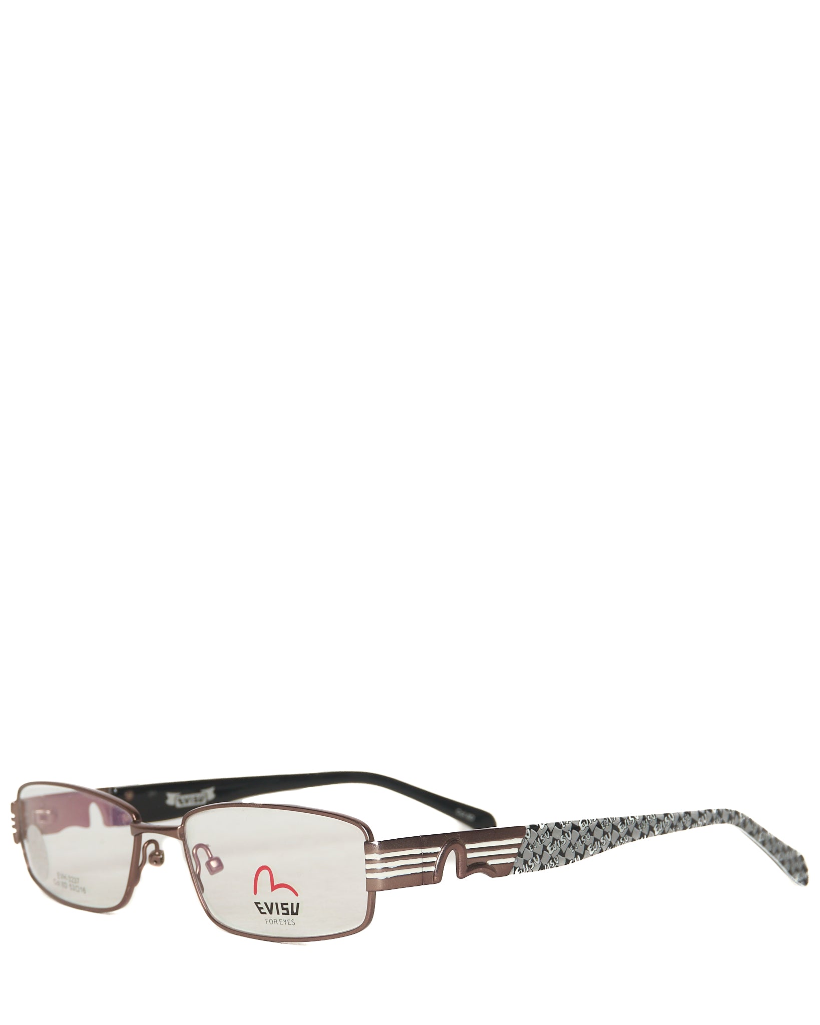 Early 00s EVISU White Stripe Clear Glasses