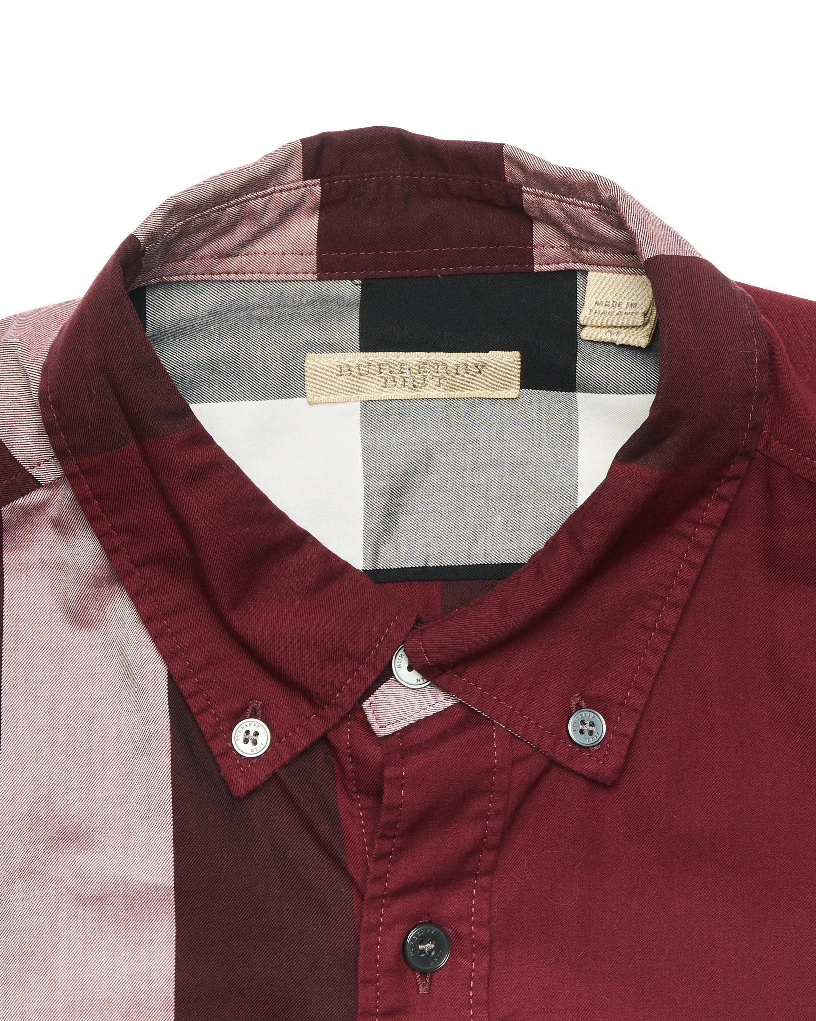 Burberry Brit Red/White Exploded Plaid Dress Shirt