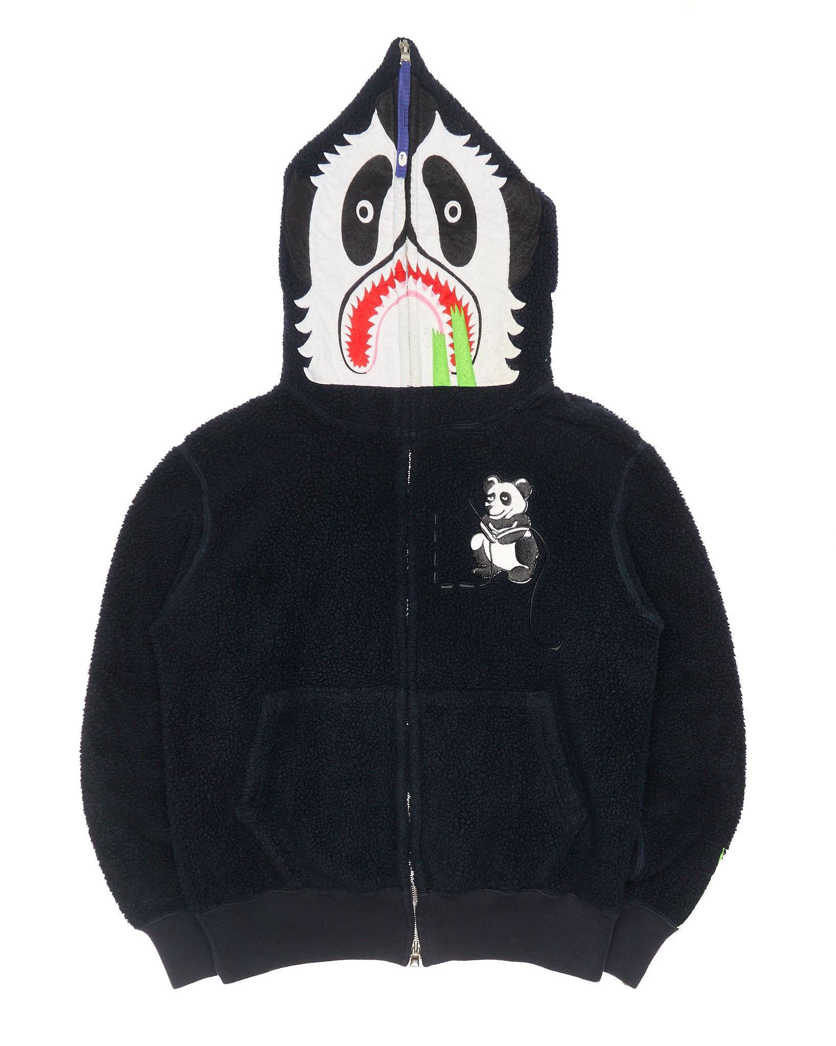 08’ BAPE Classics Navy Sherpa Panda Shark Zip-Hoodie
