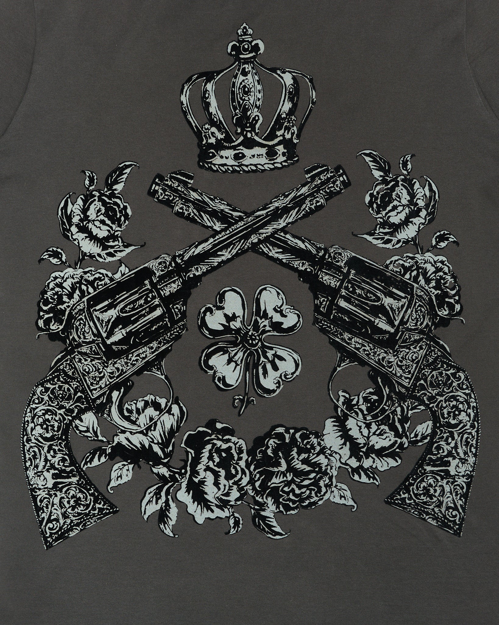 S/S17 Dolce & Gabbana “Royal Firearm” Grey Felt-Print Tee Shirt