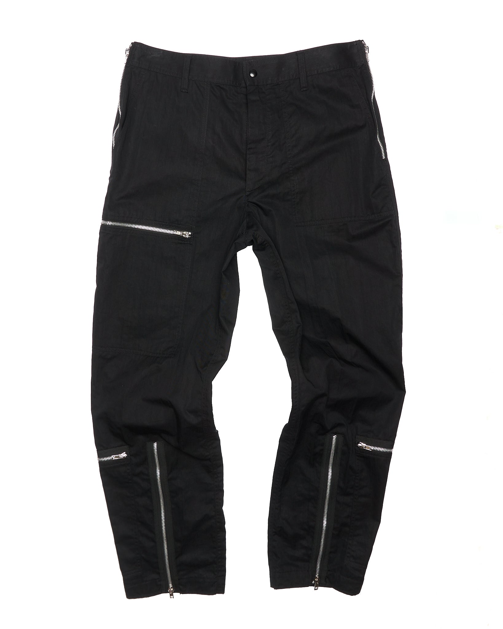 Helmut Lang Nylon/Cotton Black Zip-Pant