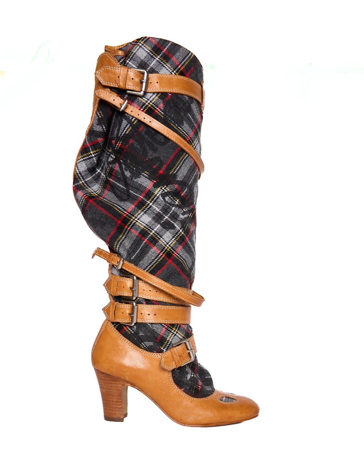 2006 Vivienne Westwood X Nine West Tartan Gladiator Knee High Boots