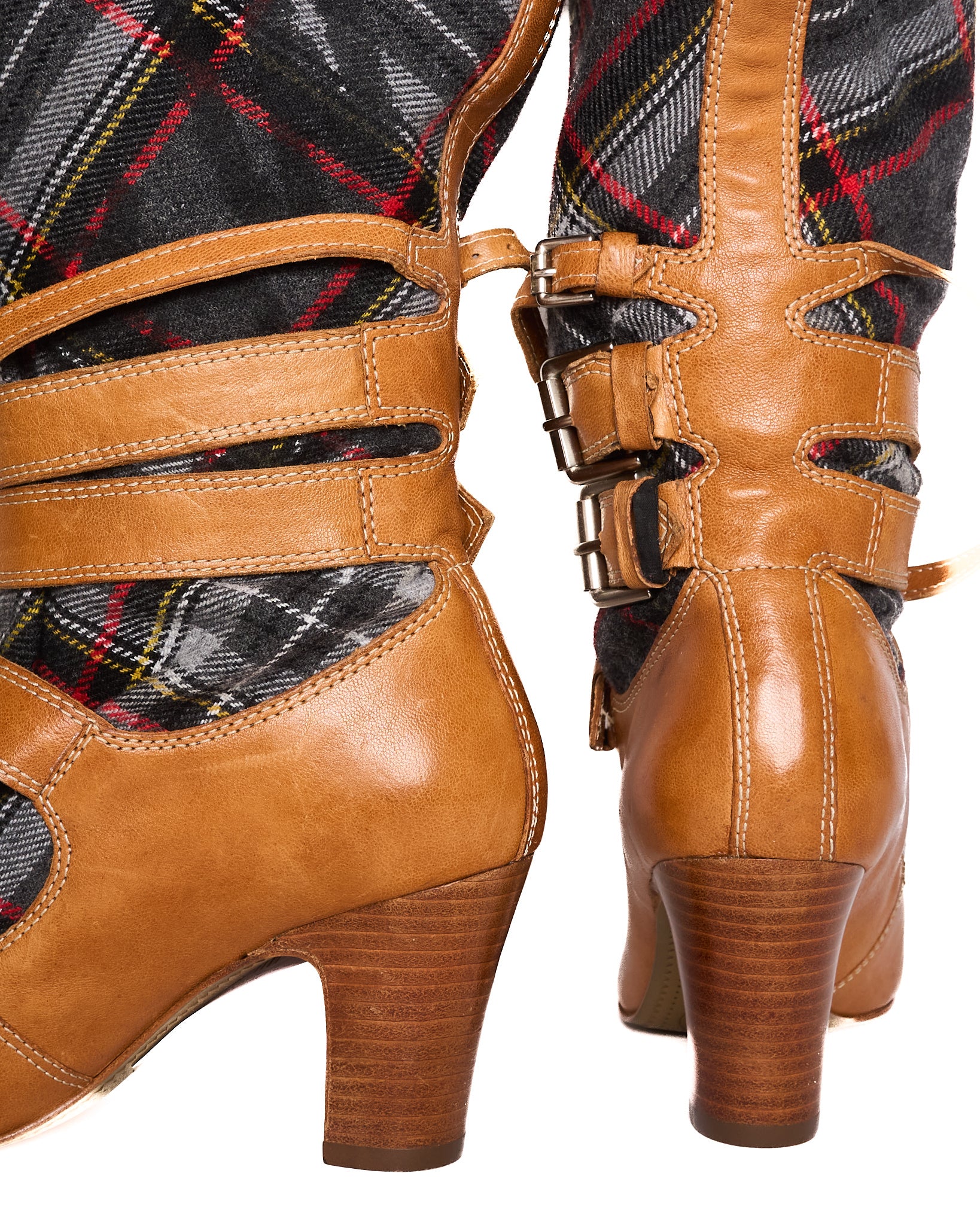 2006 Vivienne Westwood X Nine West Tartan Gladiator Knee High Boots