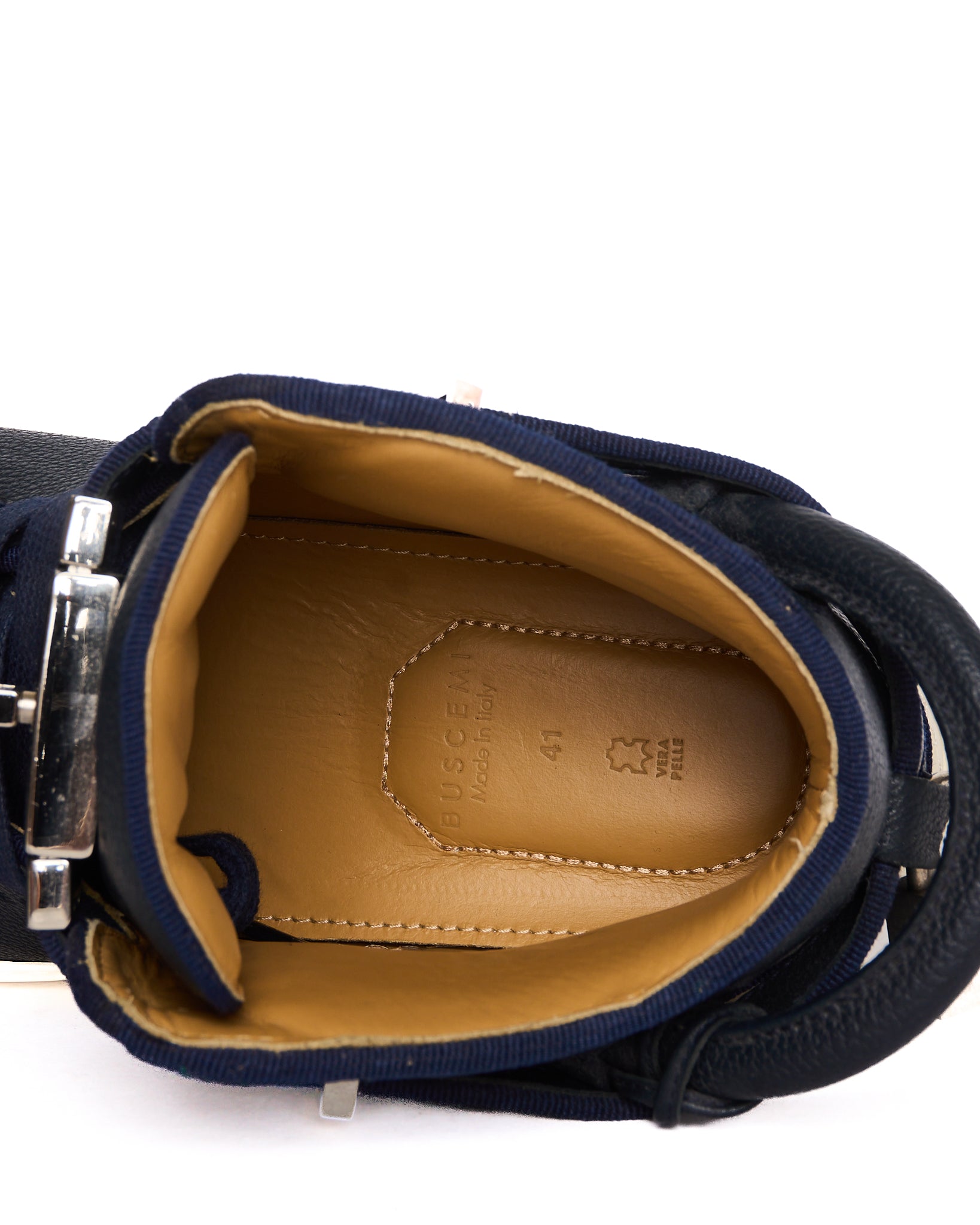 Buscemi 100MM High-Top Navy Lock Sneaker