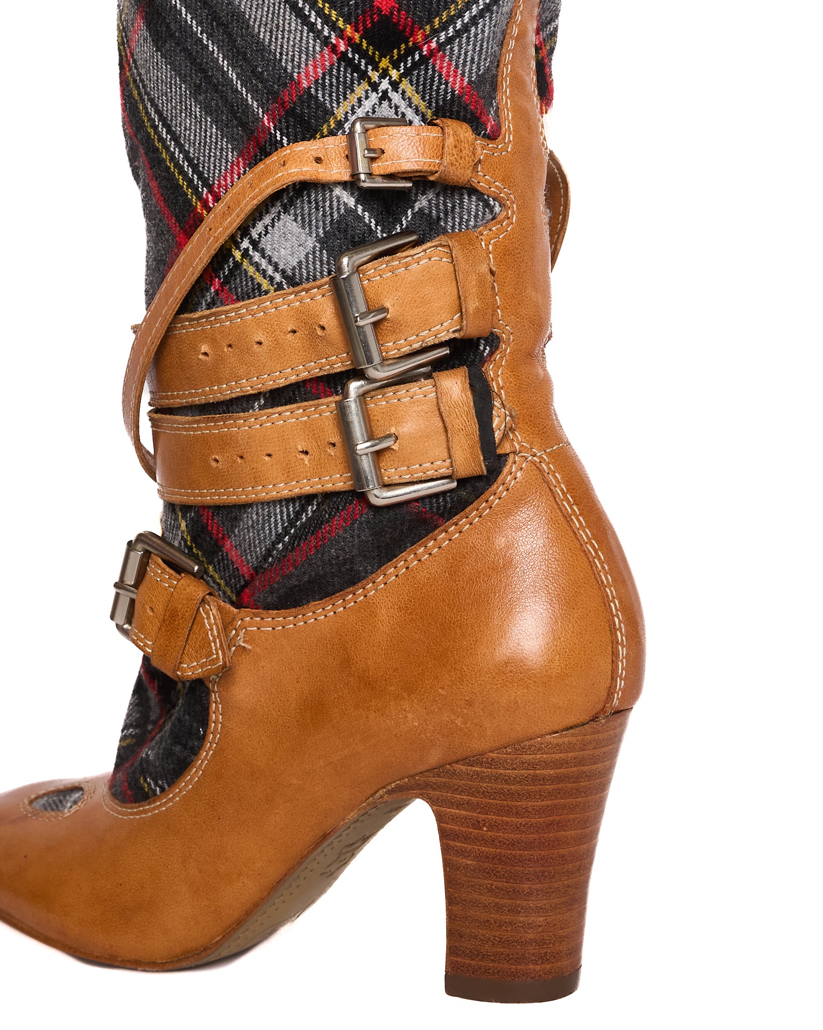 2006 Vivienne Westwood X Nine West Tartan Gladiator Knee High Boots