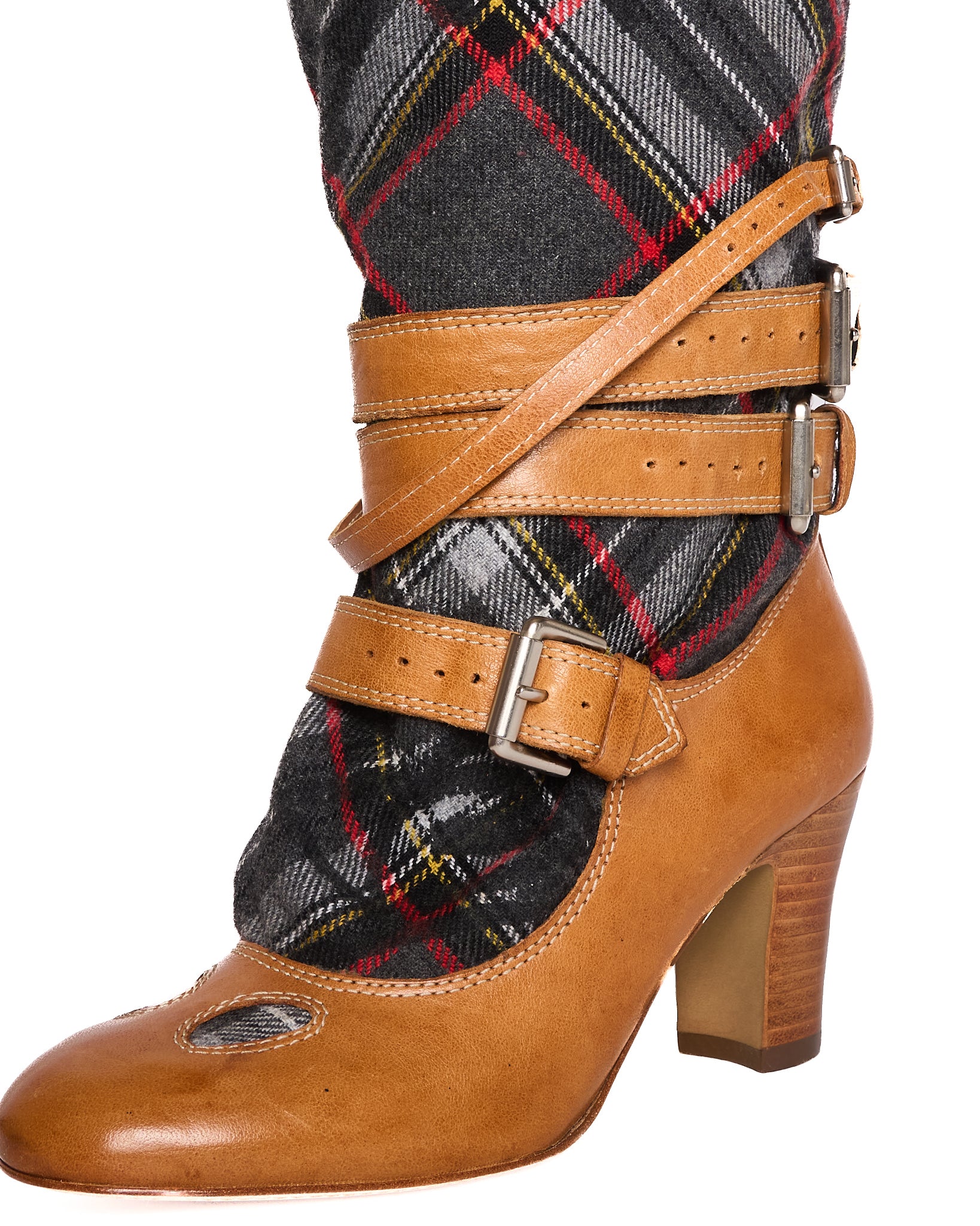 2006 Vivienne Westwood X Nine West Tartan Gladiator Knee High Boots