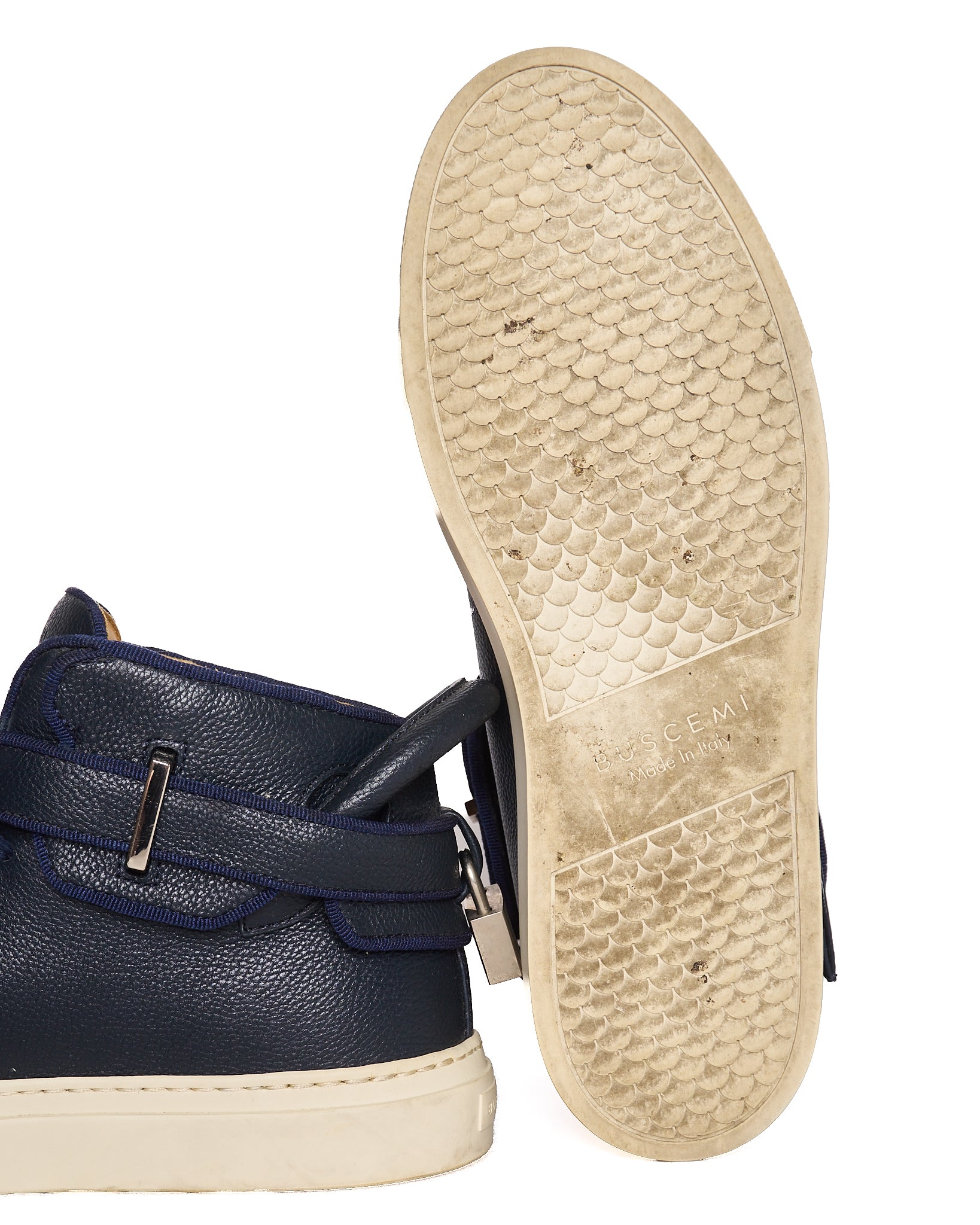 Buscemi 100MM High-Top Navy Lock Sneaker